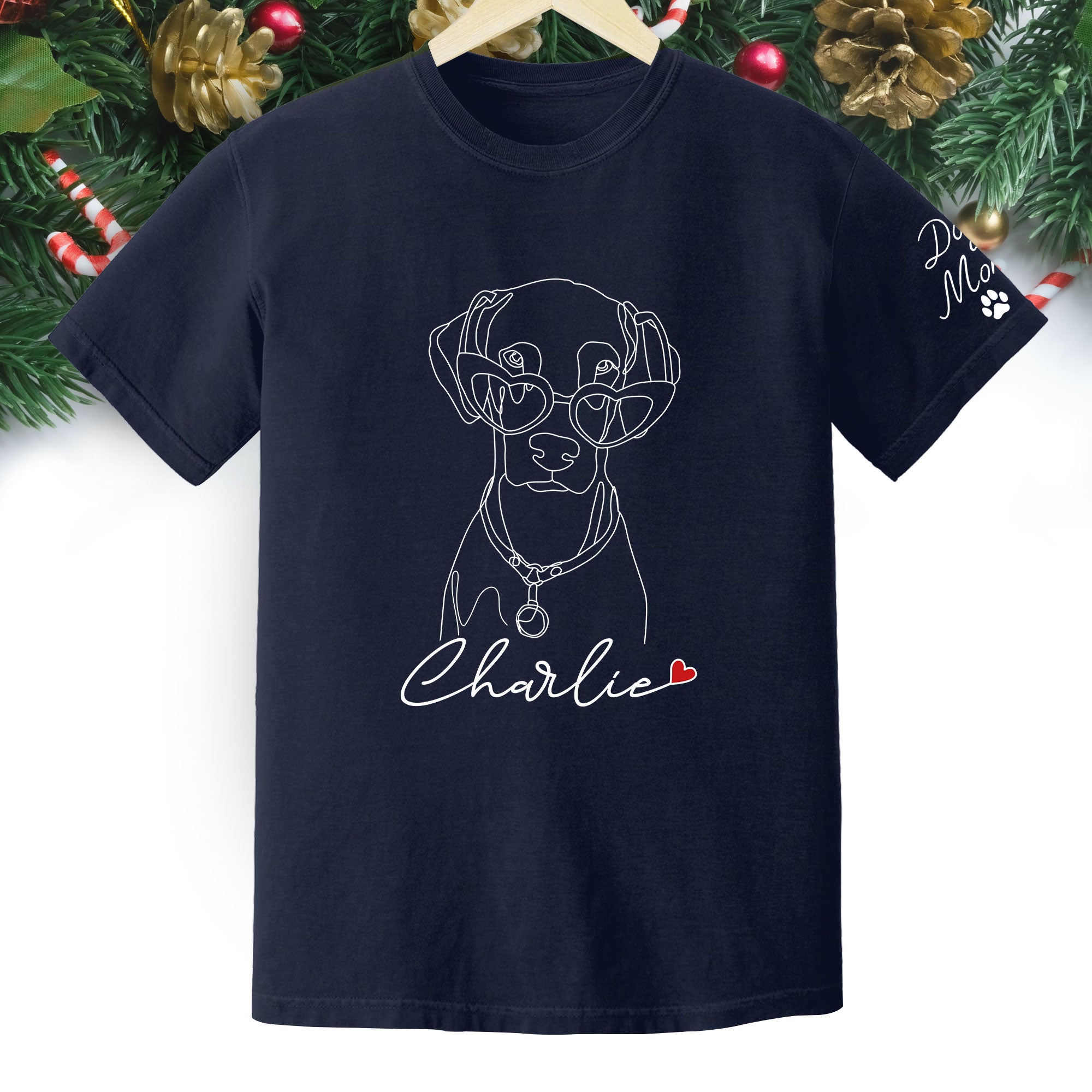 Personalized Dog Mom T-Shirt – Custom Pet Photo Shirt, Cute Christmas Gift for Dog Lovers
