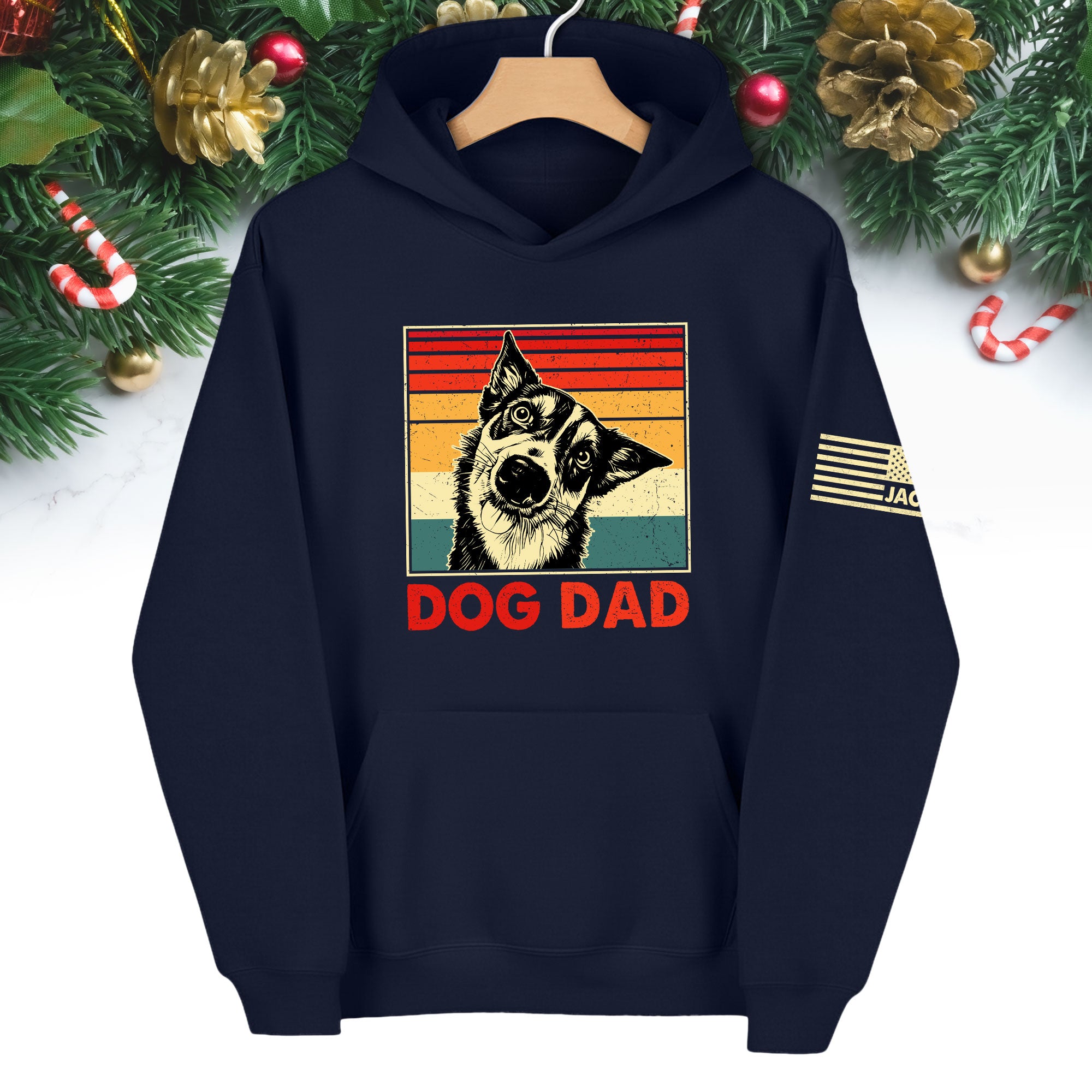 Custom Dog Dad Hoodie – Personalized Pet Photo Retro Hoodie, Gift for Dog Lovers