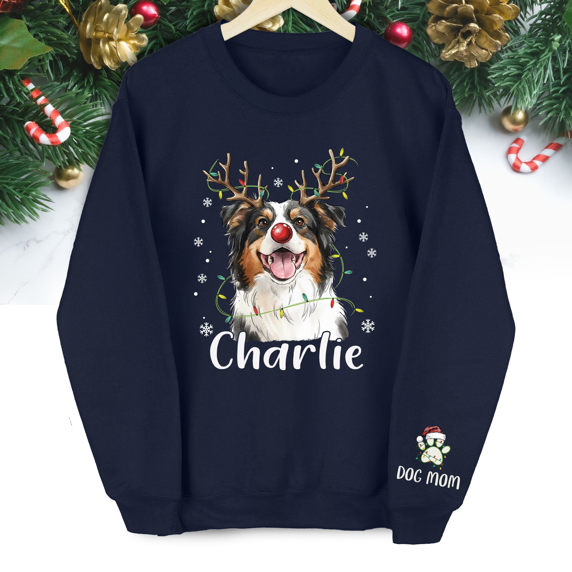 Personalized Dog Mom Sweatshirt with Custom Pet Face – Cozy Gift for Pet Owners