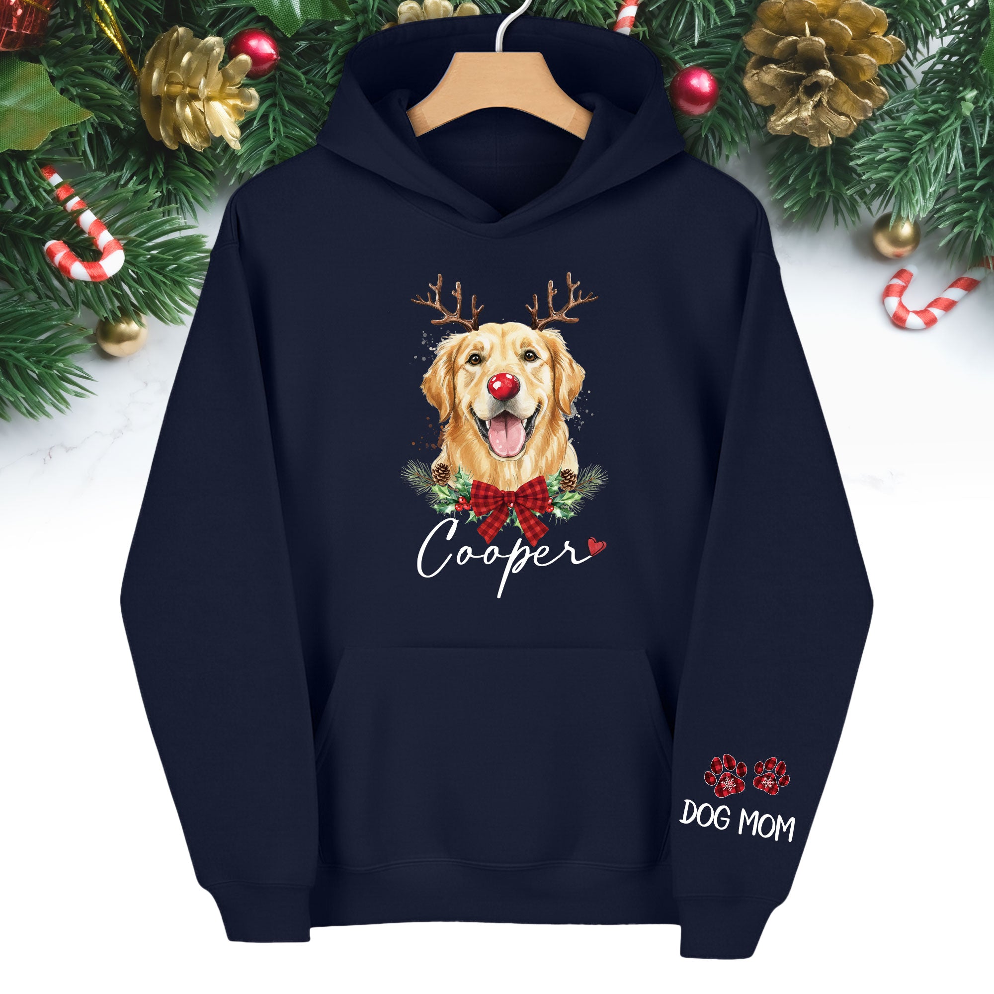 Dog Mom Christmas Hoodie – Cozy Holiday Sweatshirt for Pet Lovers