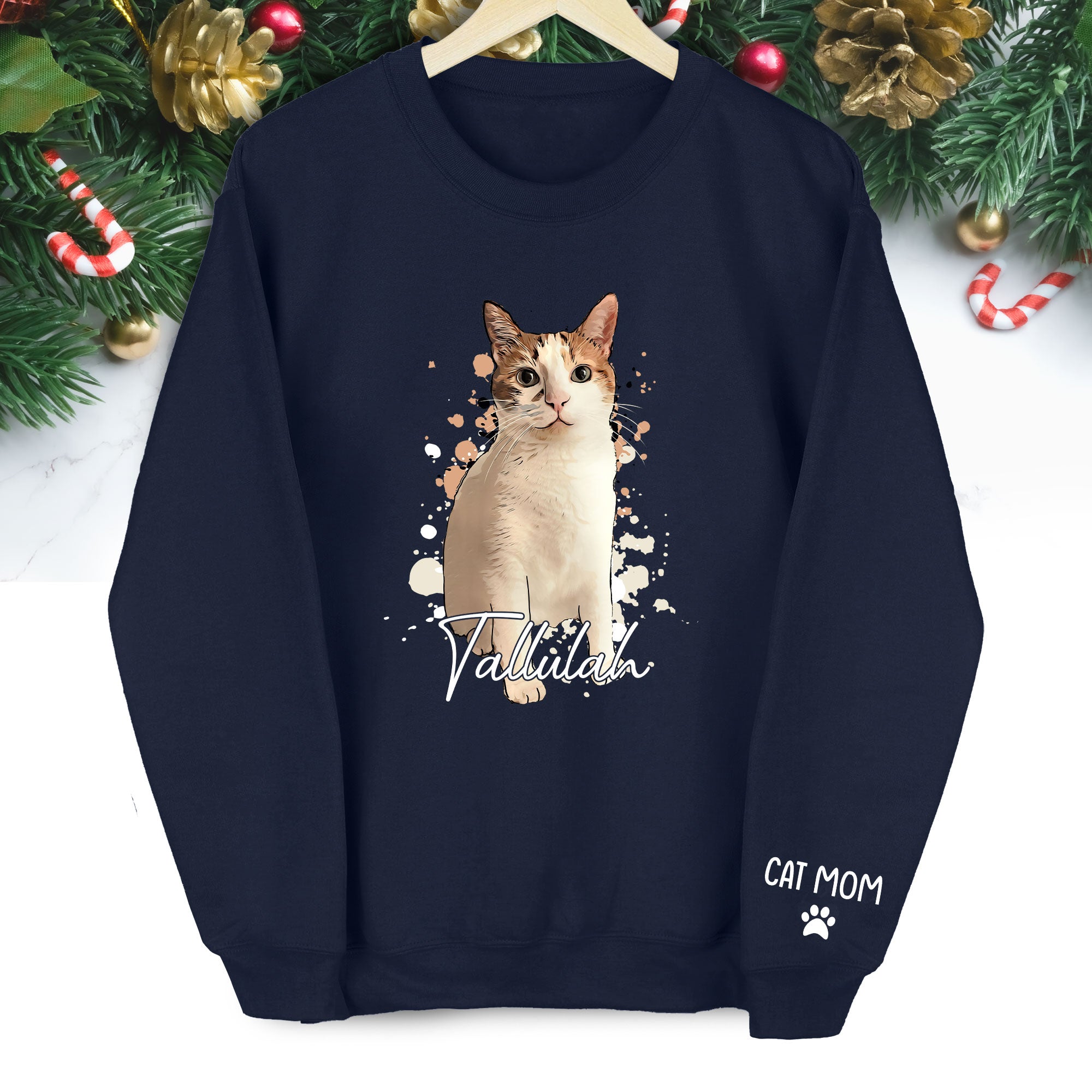 Personalized Cat Mom Sweatshirt – Custom Photo Sweatshirt for Women Cat Lovers