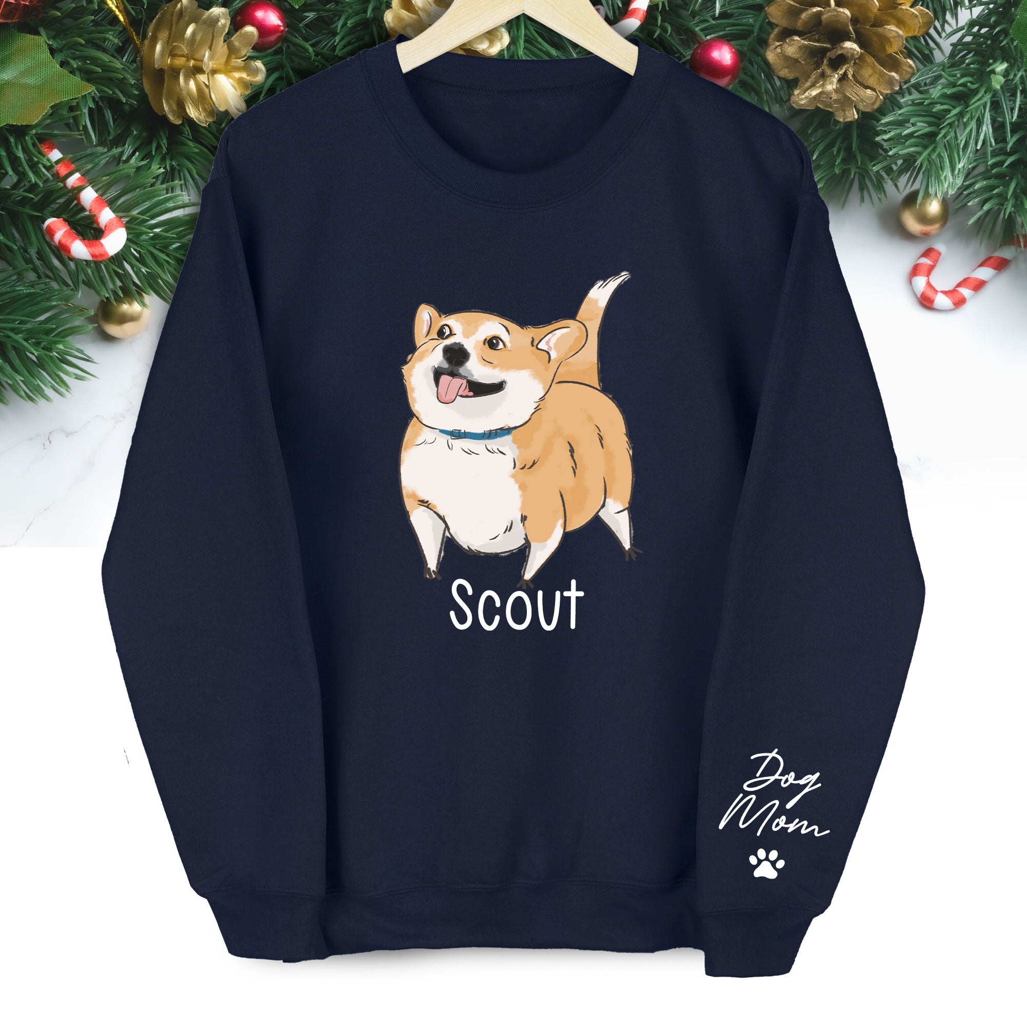 Custom Dog Sweatshirt - Photo & Text Personalized Christmas Gift for Pet Lovers