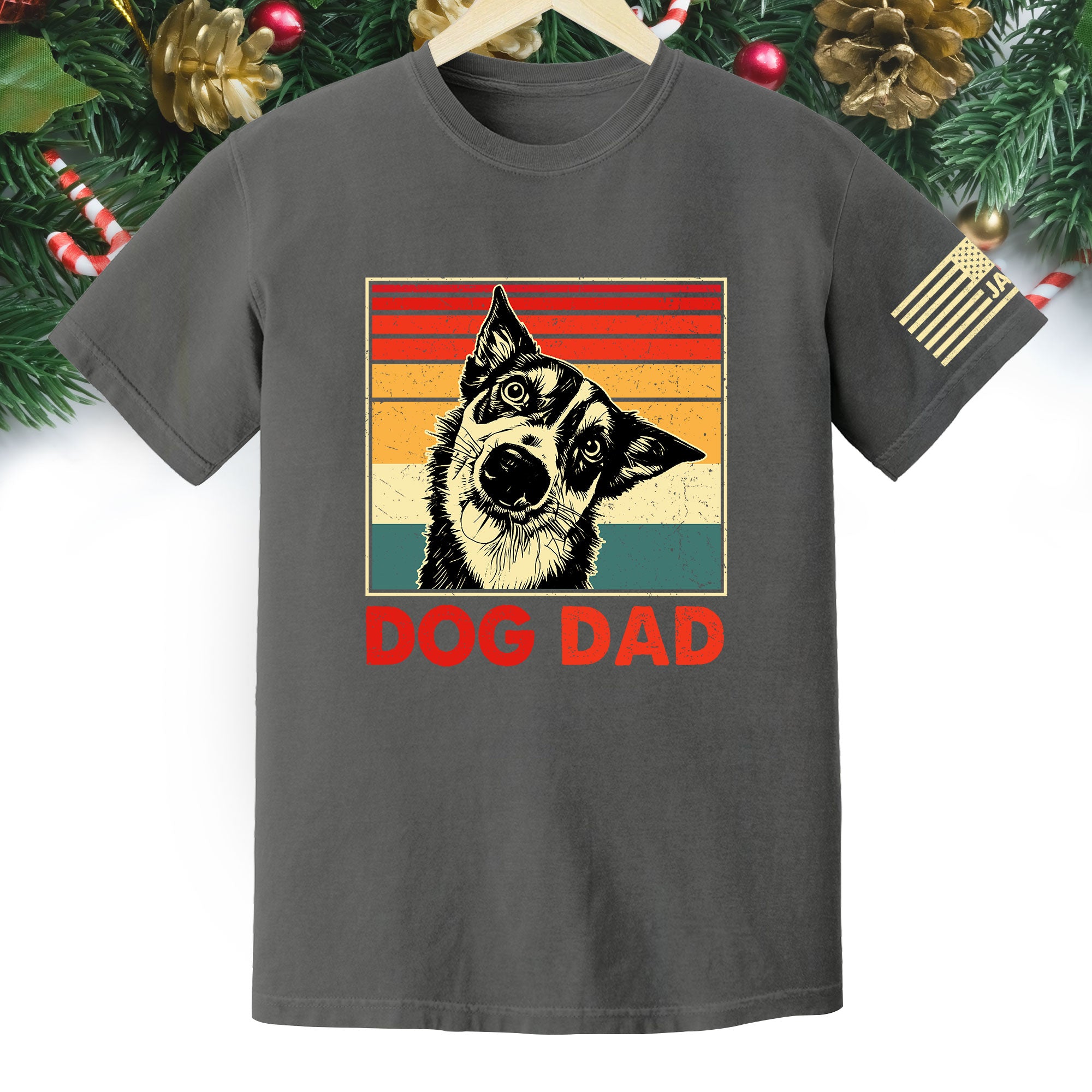 Custom Dog Dad T-Shirt – Personalized Pet Portrait Vintage Tee, Unique Gift for Dog Lovers
