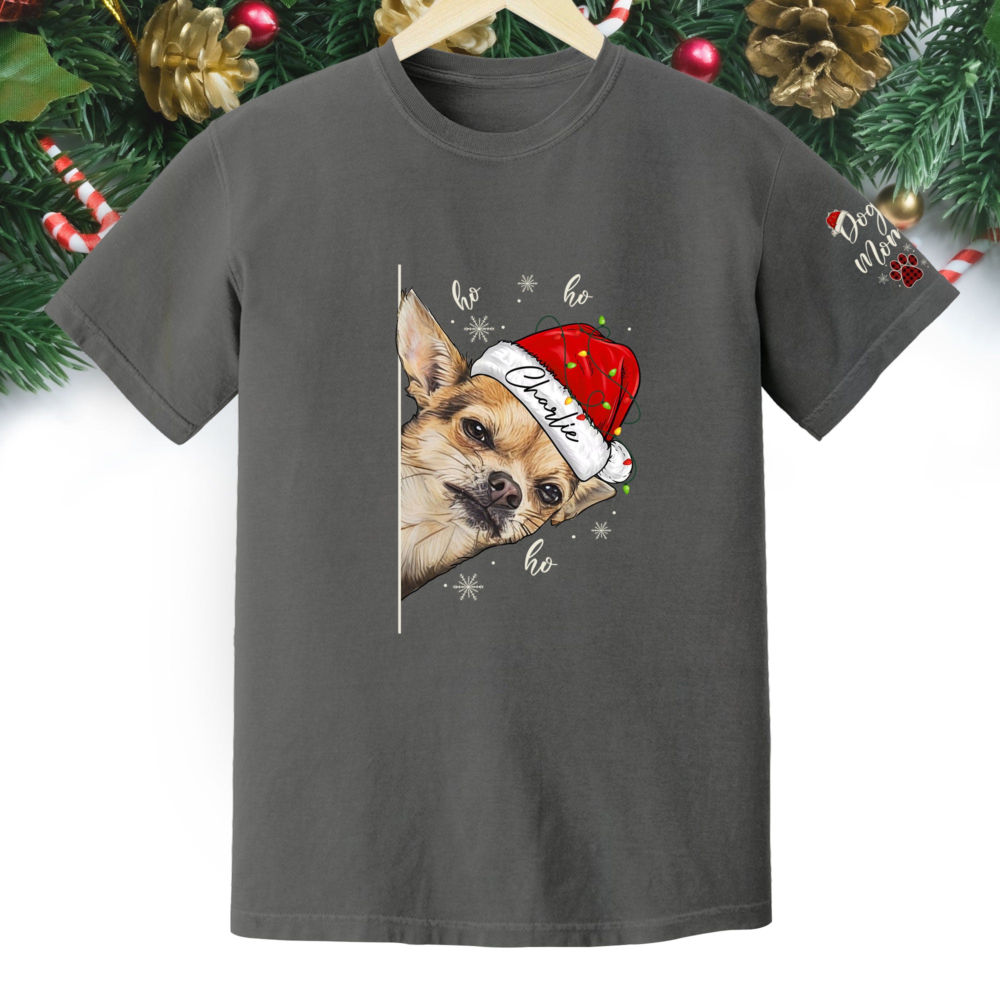 Custom Pet T-Shirt – Personalized Dog Photo Shirt, Christmas Gift for Women Dog Mom