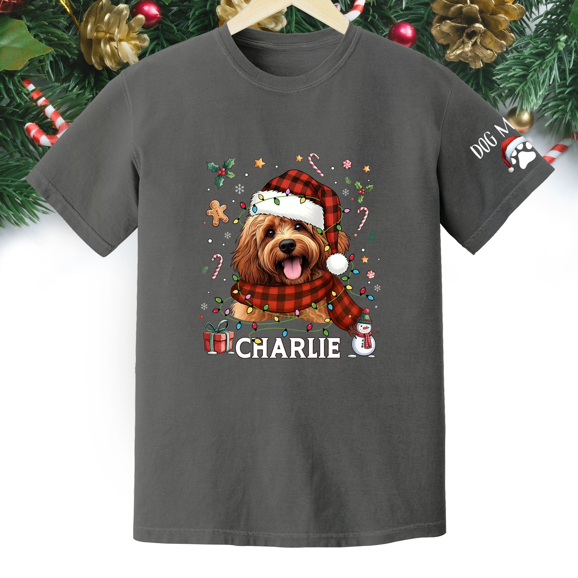 Custom Dog Christmas T-Shirt – Personalized Pet Photo Shirt, Holiday Gift for Dog Mom