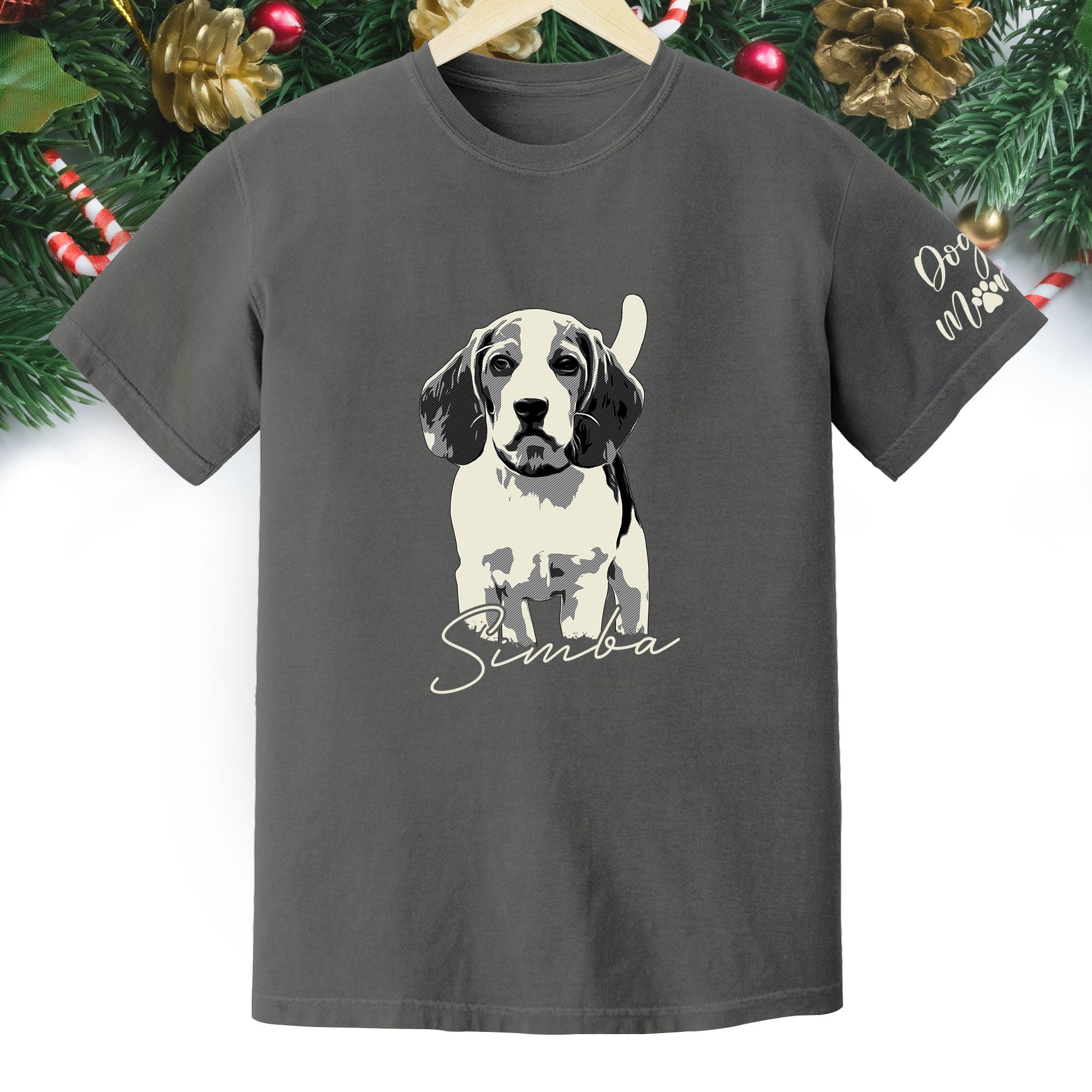 Custom Dog Lover T-Shirt with Name & Sleeve Print – Personalized Pet Graphic Tee