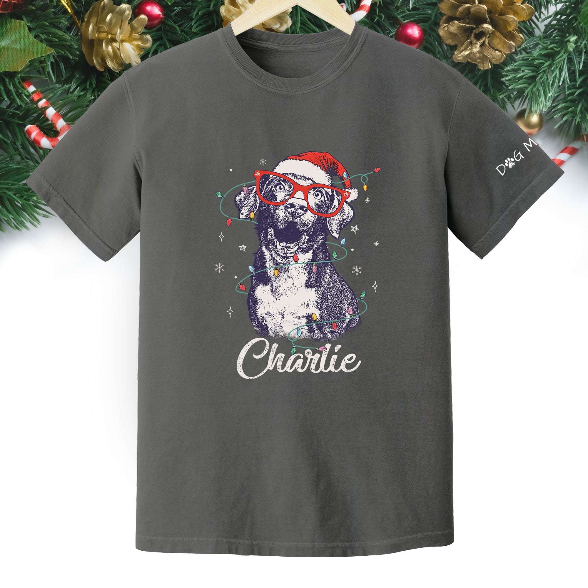 Personalized Dog Christmas Shirt – Custom Pet Photo Tee, Holiday Gift for Dog Mom