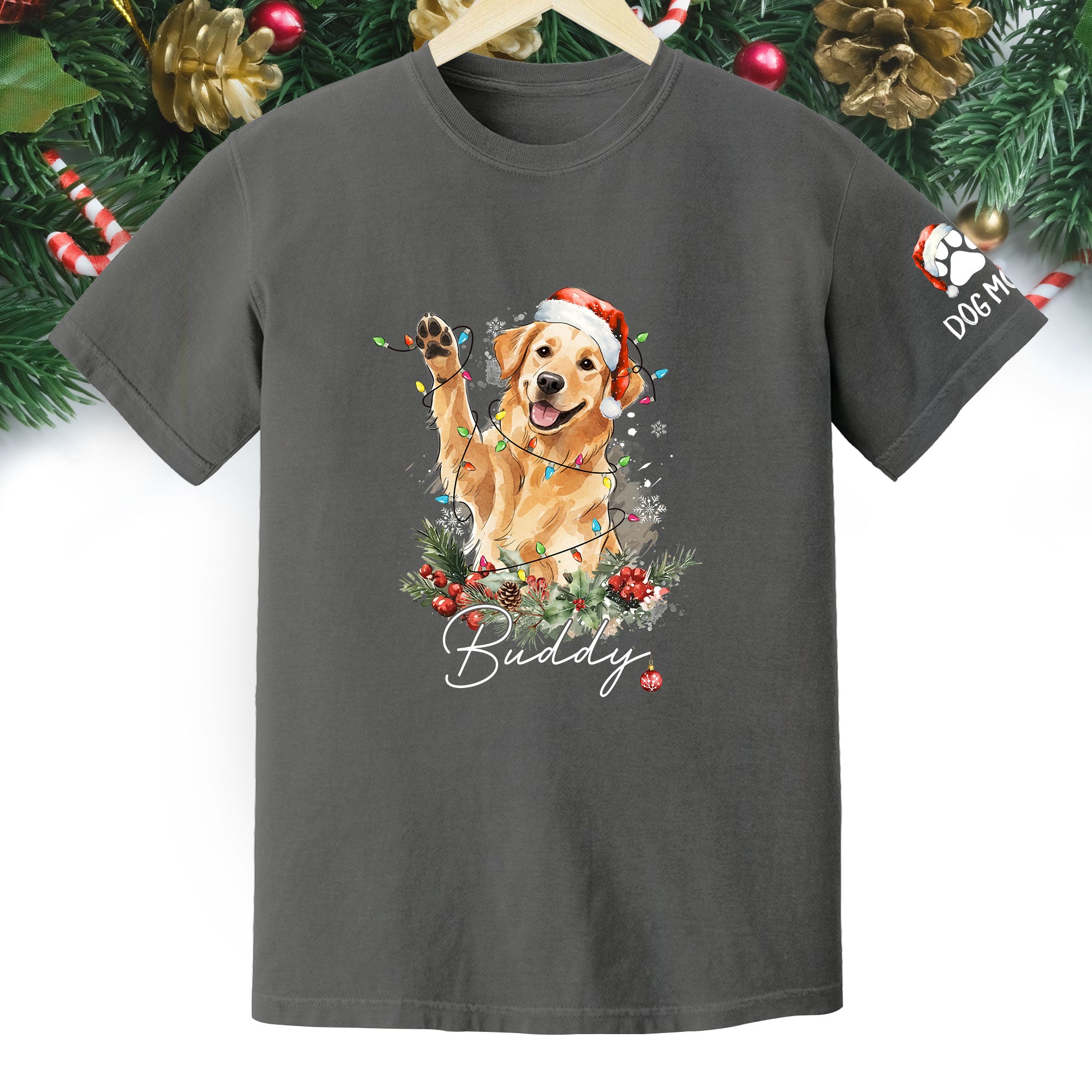 Custom Pet Photo T-Shirt – Personalized Dog Christmas Tee, Funny Gift for Dog Lovers