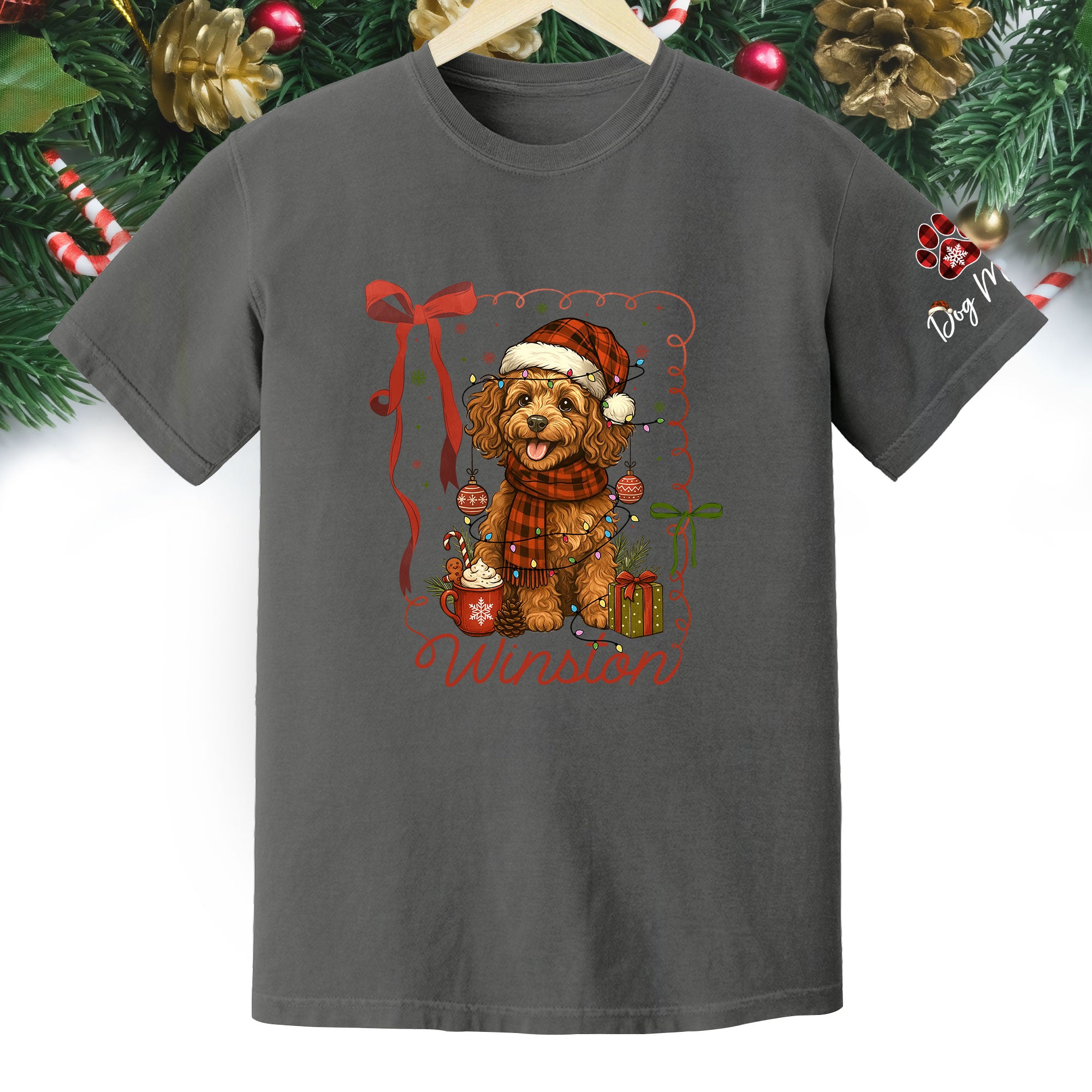Dog Mom Christmas Shirt – Custom Pet Face T-Shirt, Personalized Holiday Gift Idea