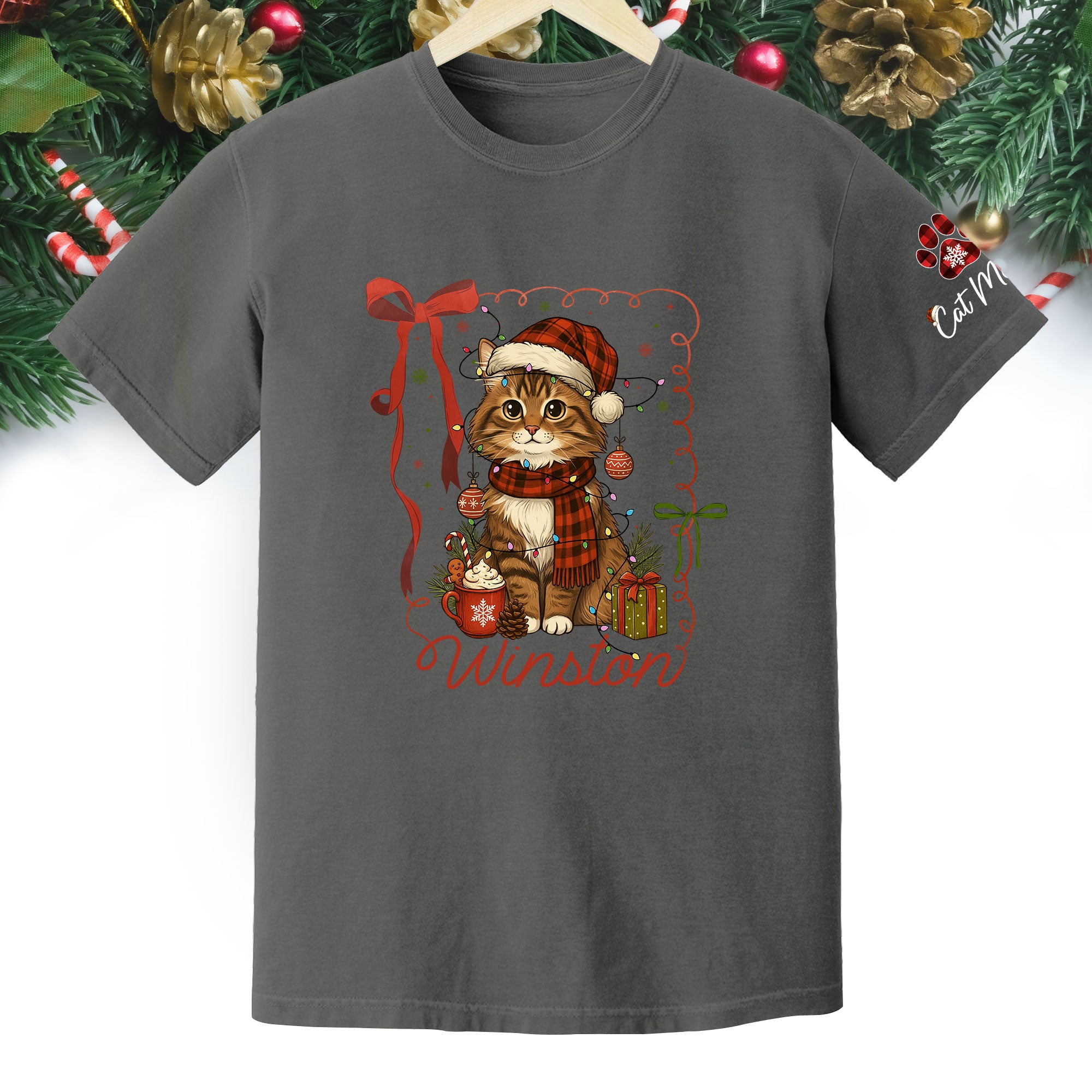 Custom Pet Christmas Shirt – Personalized Cat Photo Tee, Funny Holiday Gift for Pet Lovers