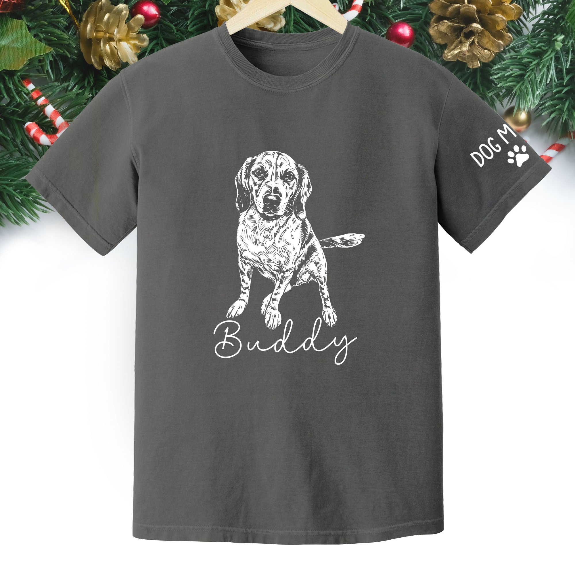 Personalized Dog Mom T-Shirt, Custom Dog Line Art Tee with Pet Name, Unique Gift for Dog Lovers