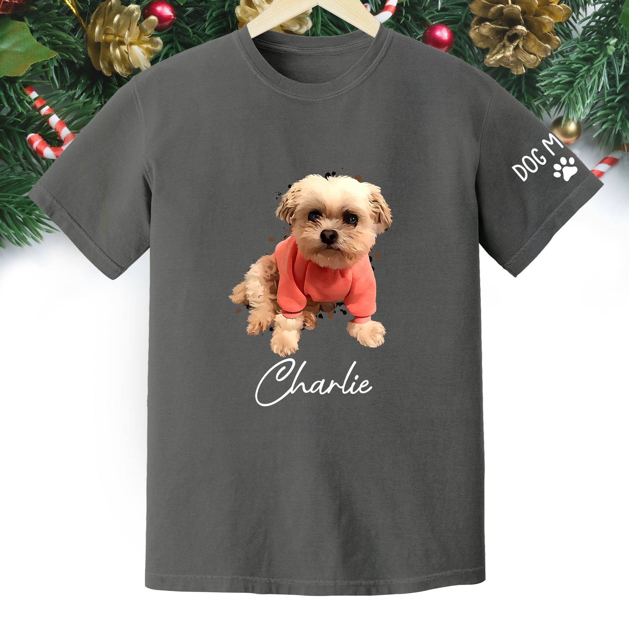 Personalized Dog Mom T-Shirt – Custom Dog Photo Shirt with Pet Name, Cute Gift for Pet Lovers