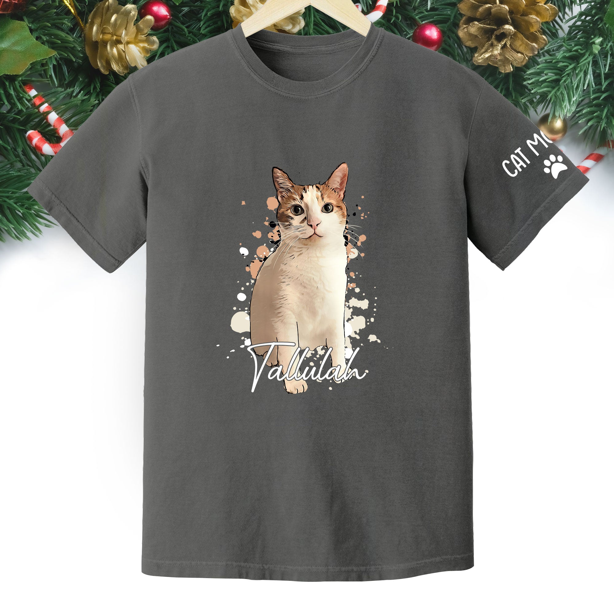 Personalized Cat Mom T-Shirt – Custom Cat Photo Shirt with Pet Name, Unique Gift for Cat Lovers