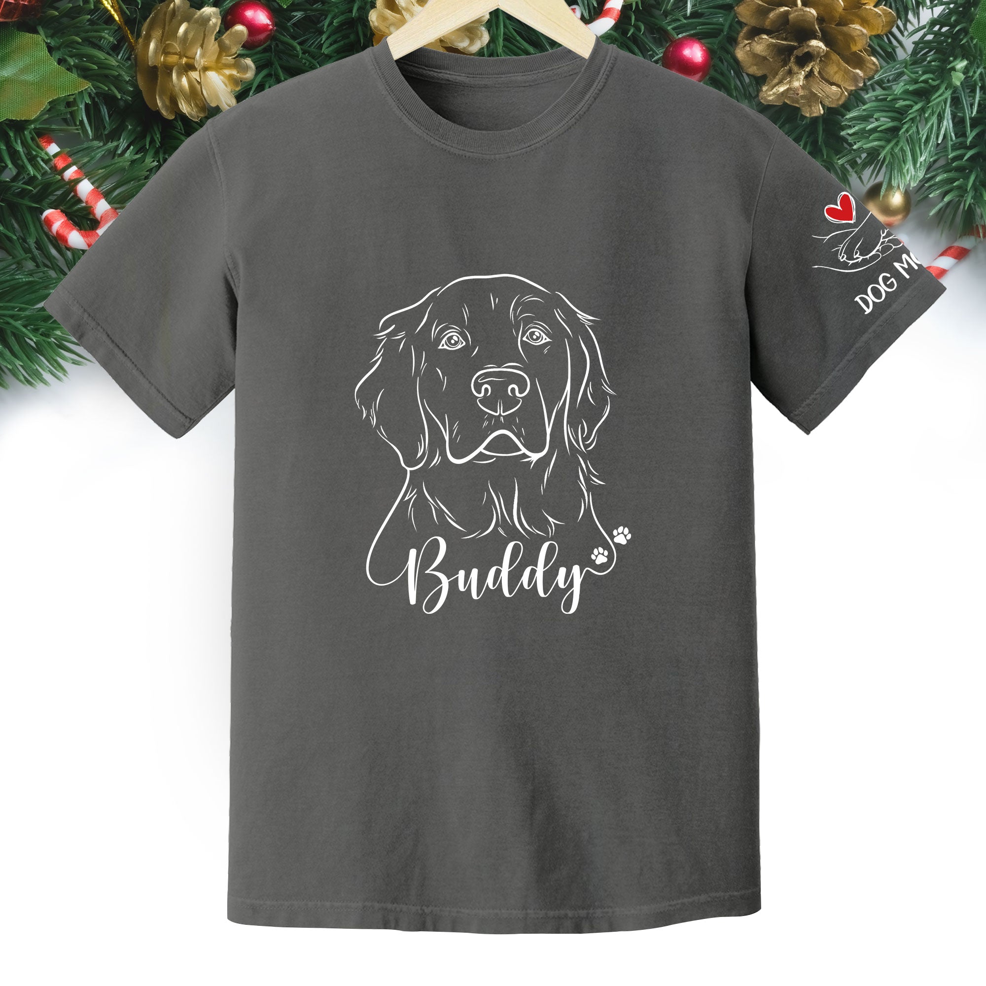 Custom Dog Mom T-Shirt – Personalized Line Art Dog Drawing, Unique Gift for Pet Lovers