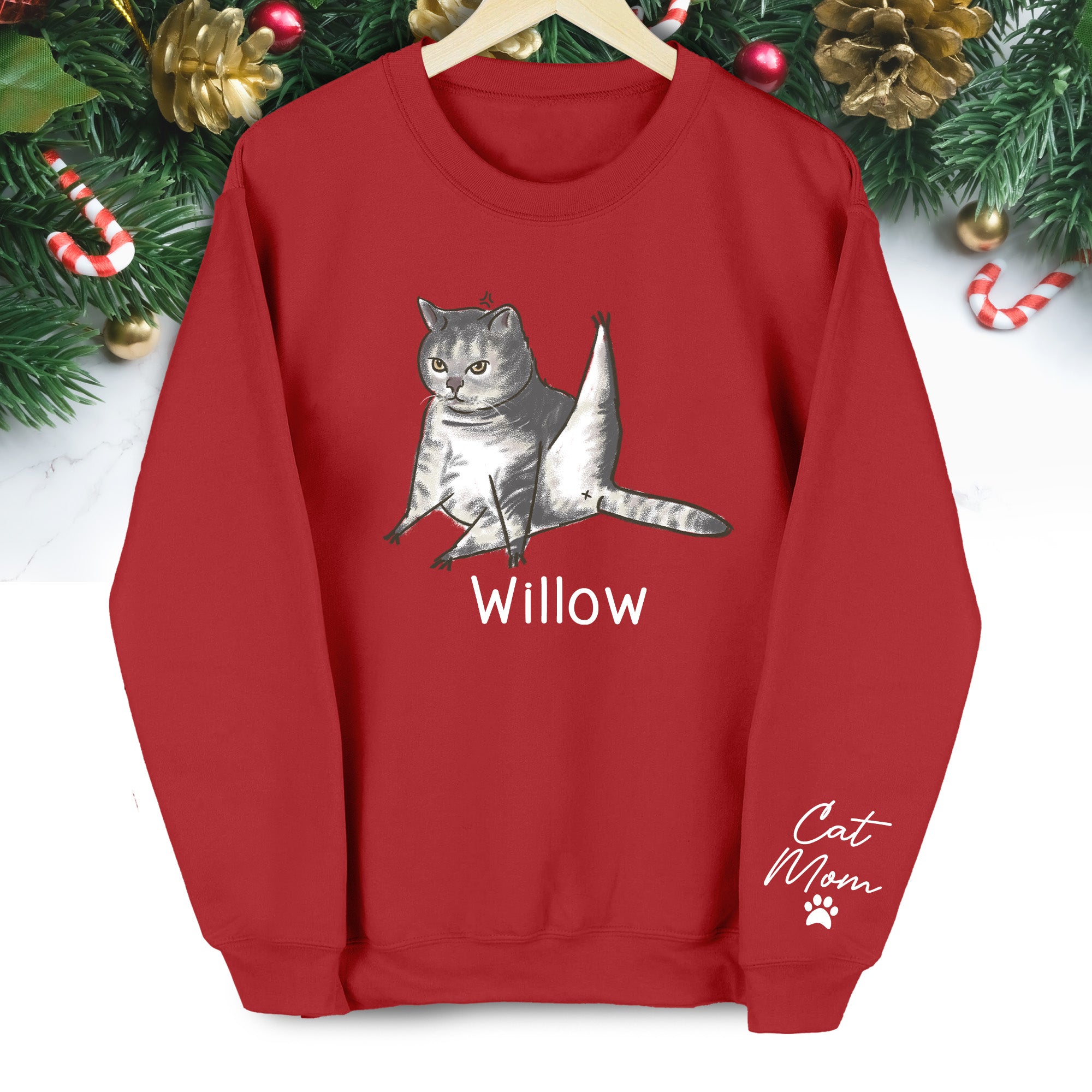 Custom Cat Lover Sweatshirt - Personalized Cute Christmas Gift for Cat Mom