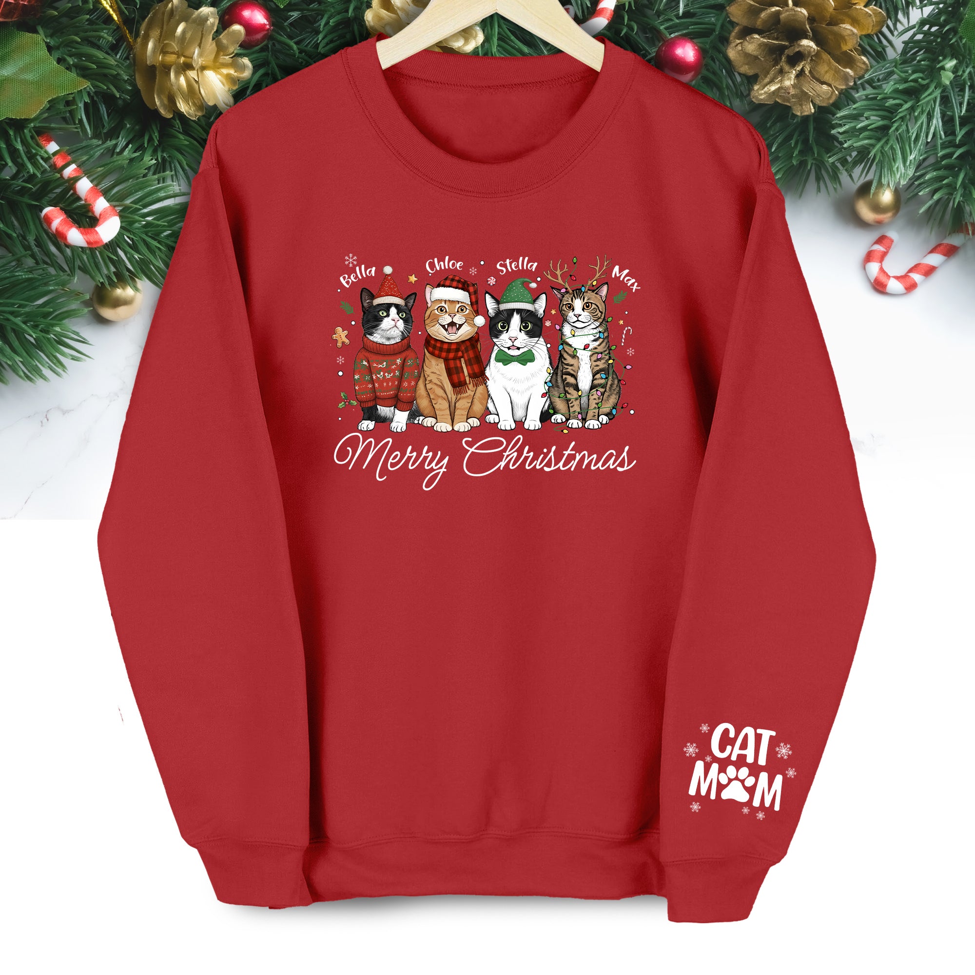 Custom Cat Mom Sweatshirt – Christmas Sweatshirt  for Women
