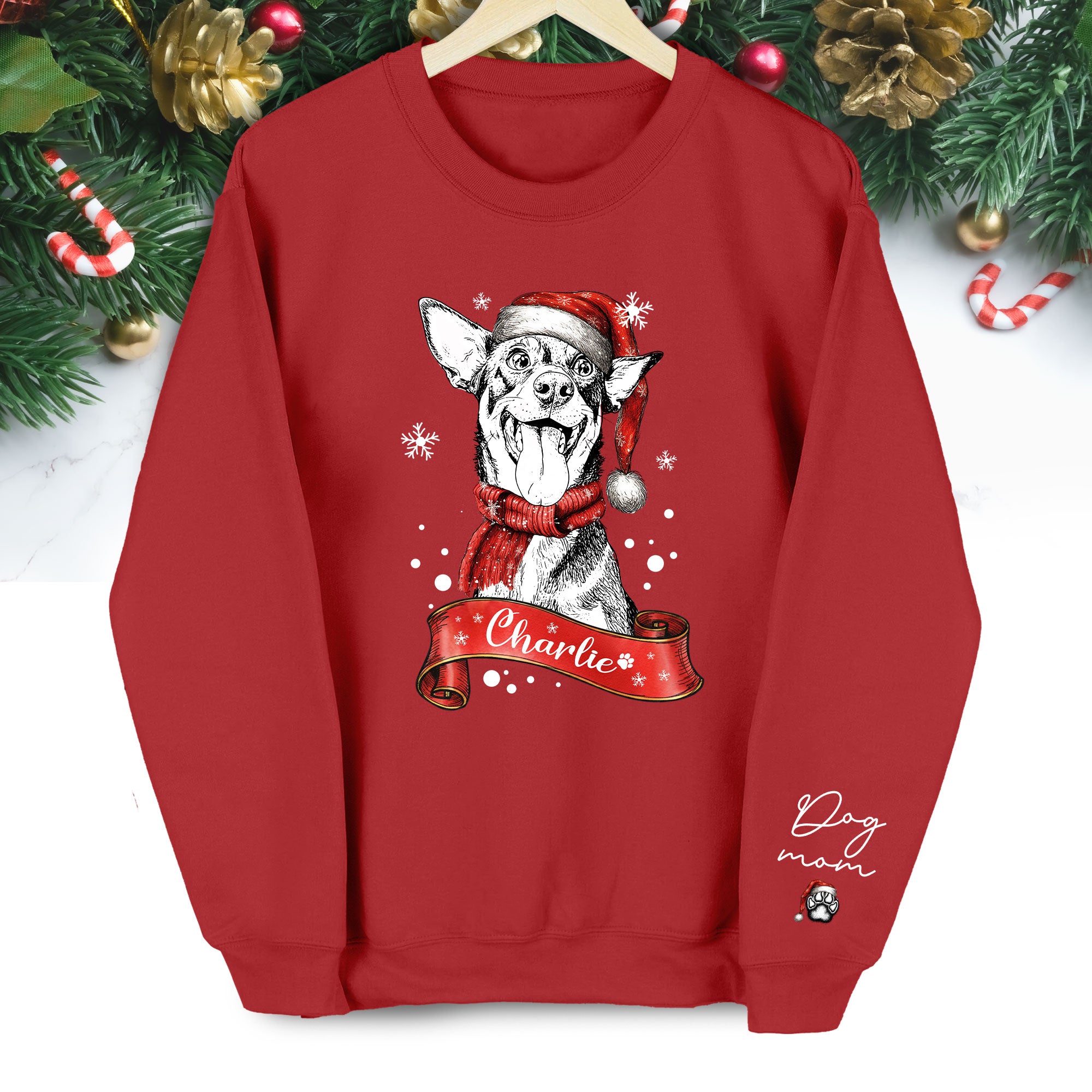 Personalized Dog Mom Sweatshirt, Dog Mom Gift, Christmas Sweatshirts For Women