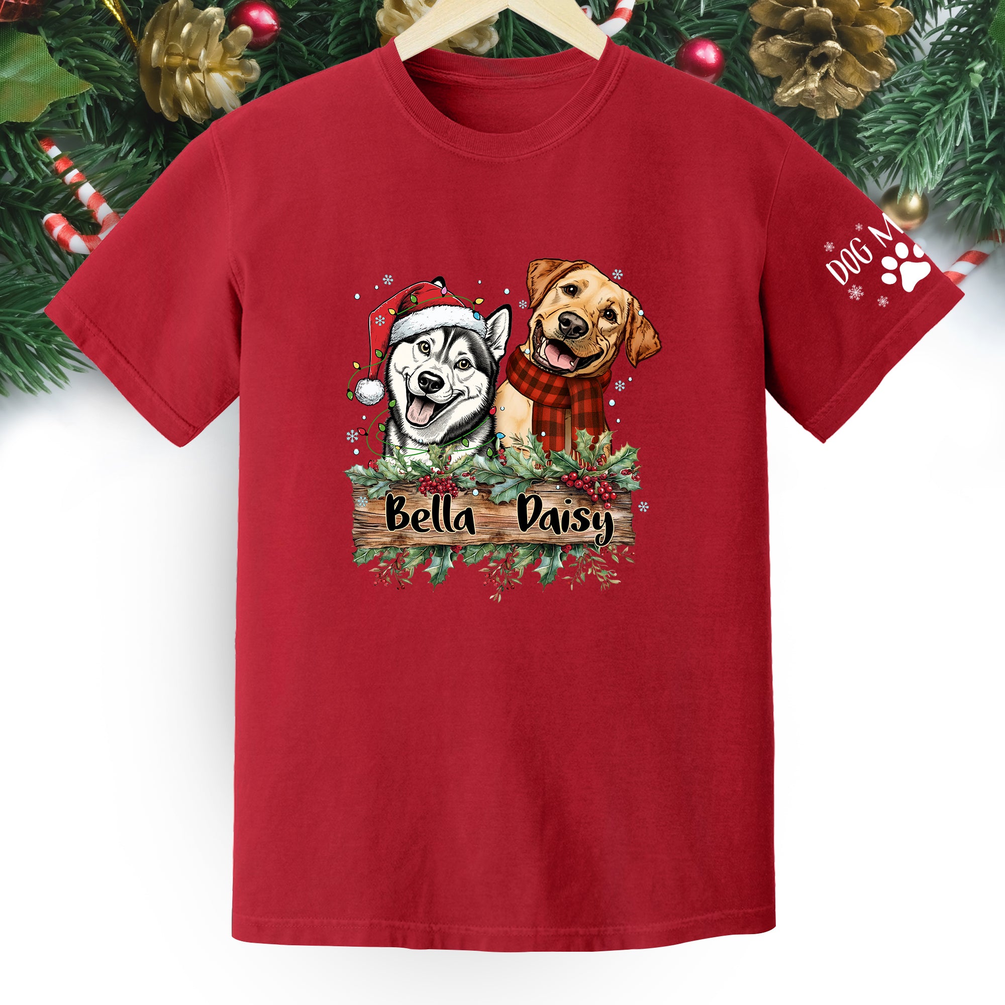 Christmas Dog T-Shirt – Custom Pet Photo Tee, Personalized Holiday Gift for Dog Lovers