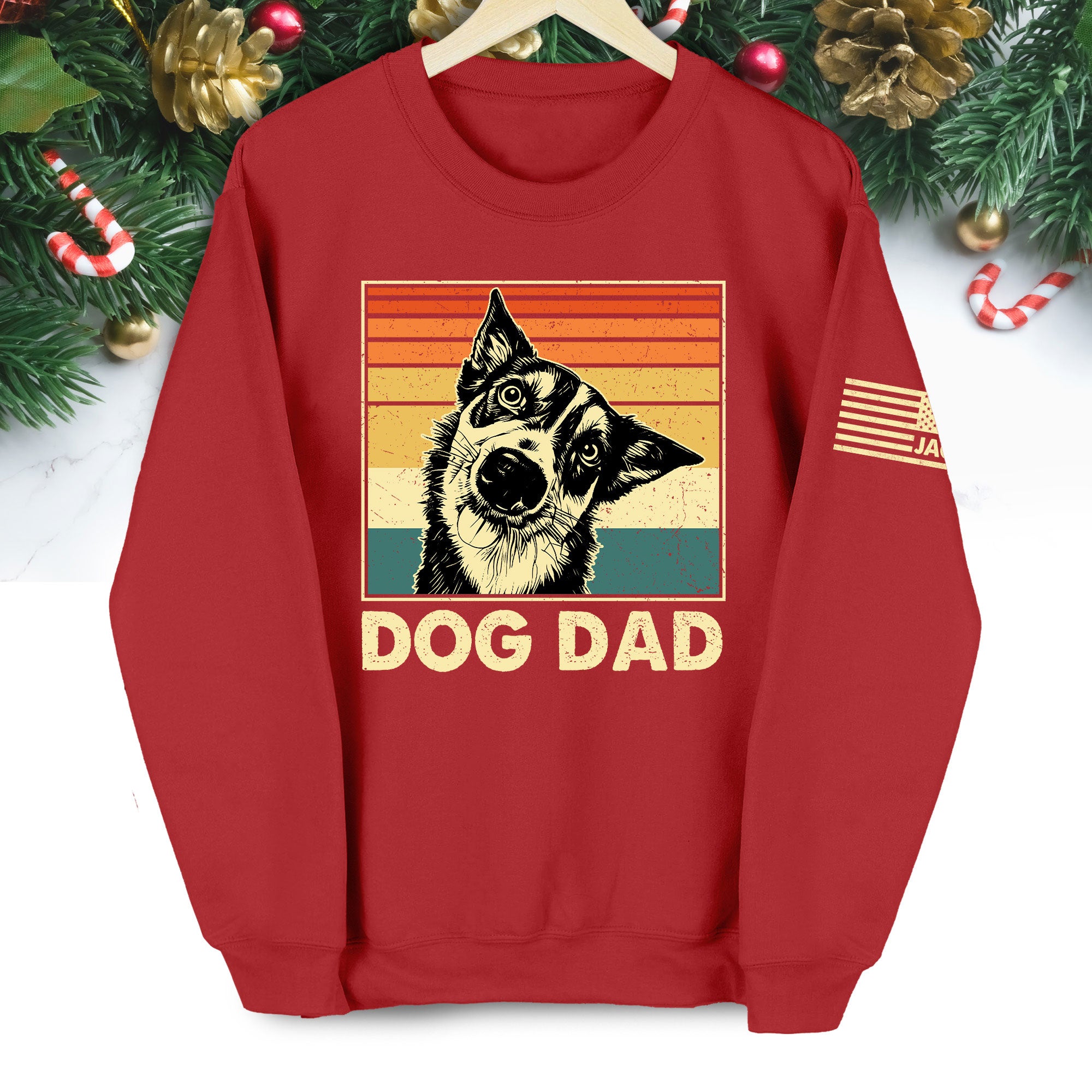 Personalized Dog Dad Sweatshirt – Custom Retro Dog Art, Perfect Gift for Dog Lovers