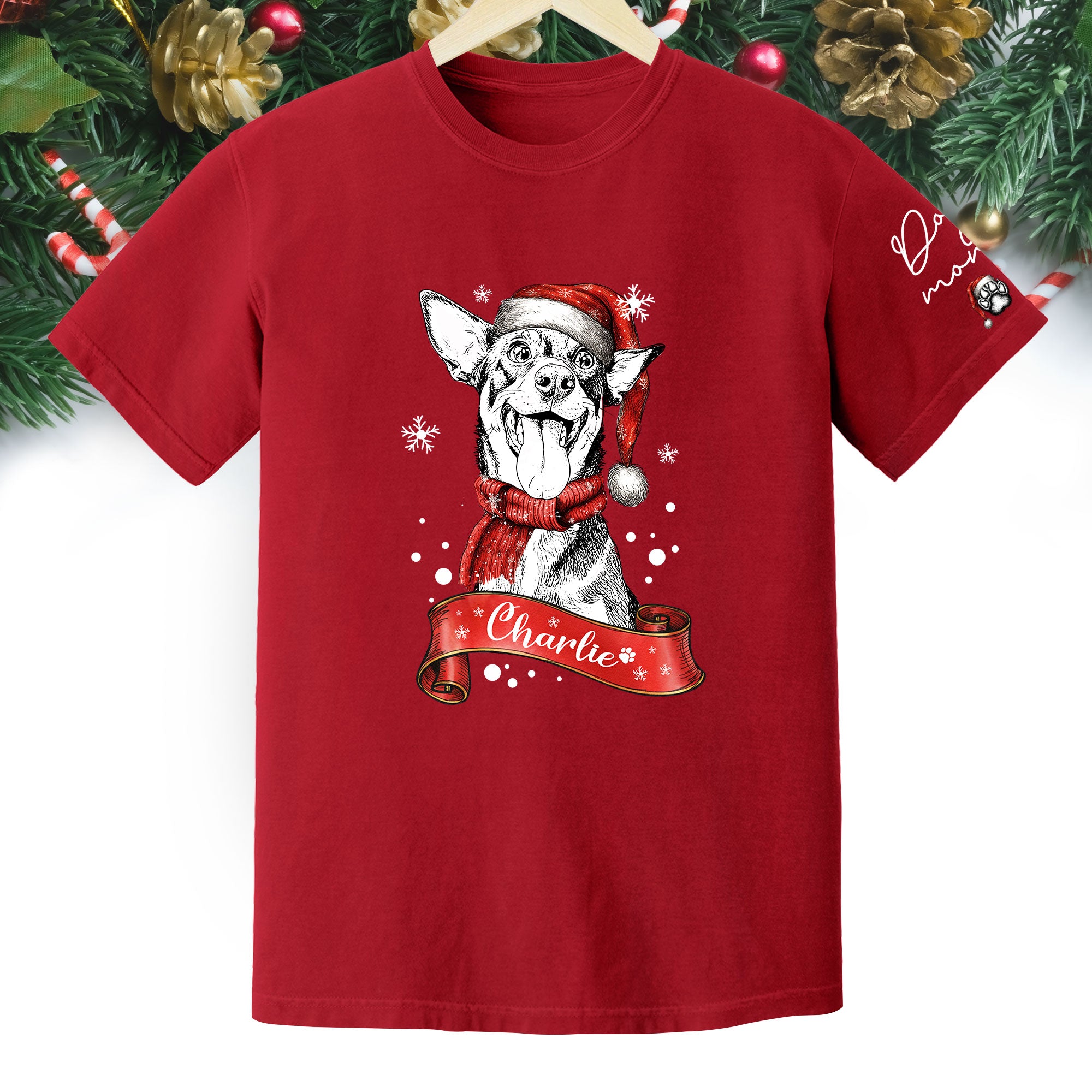 Christmas Dog T-Shirt – Custom Pet Photo Shirt, Funny Personalized Gift for Pet Lover