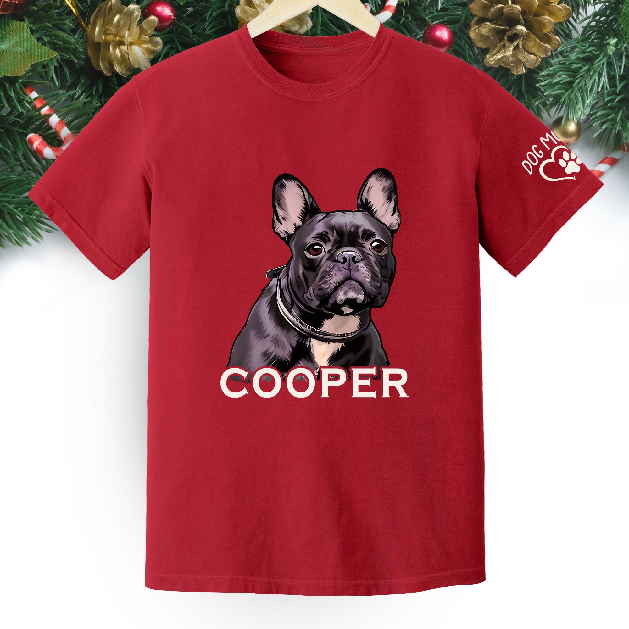 Custom Dog Mom T-Shirt – Personalized Pet Portrait & Name, Cute Dog Lover Gift
