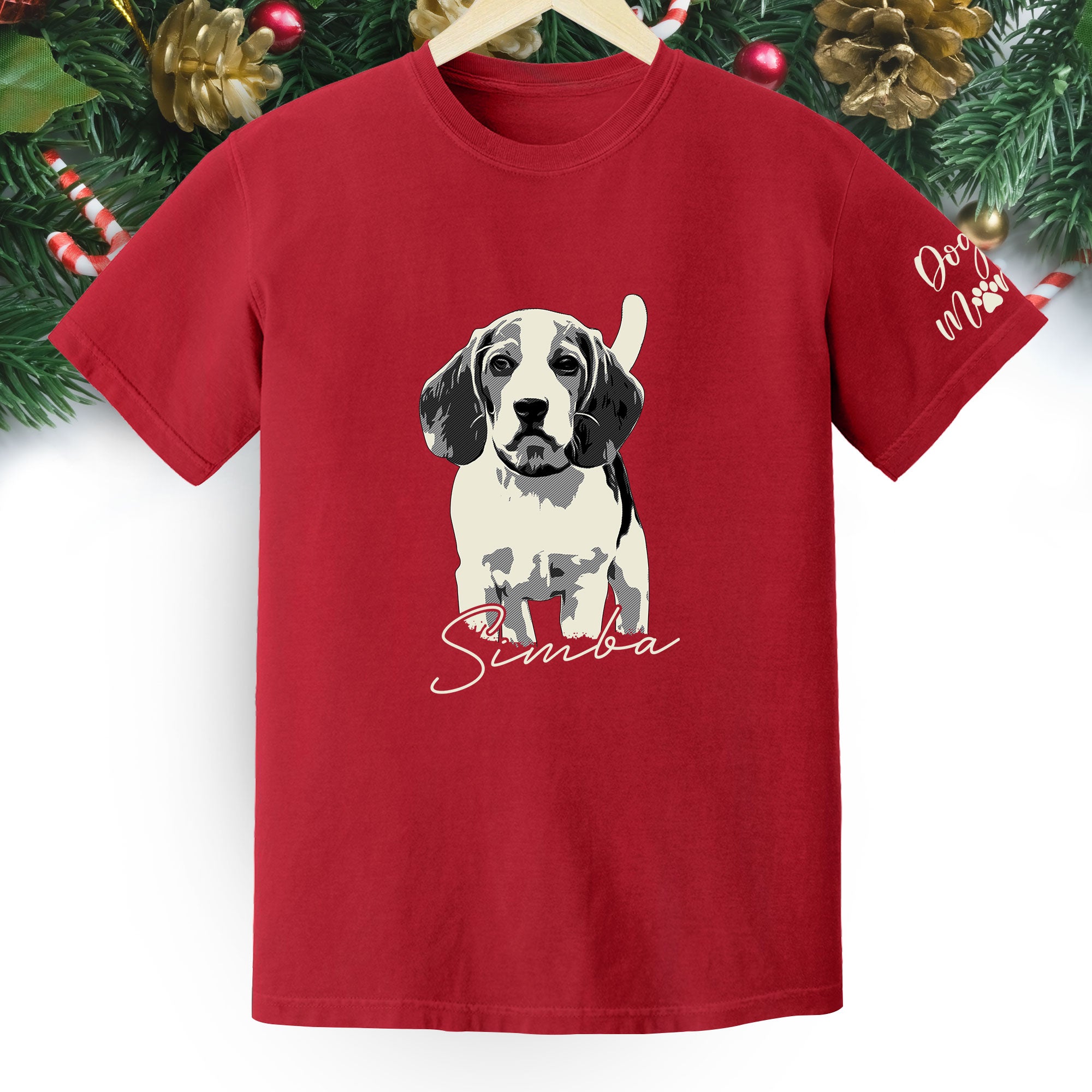 Custom Dog Lover T-Shirt with Name & Sleeve Print – Personalized Pet Graphic Tee