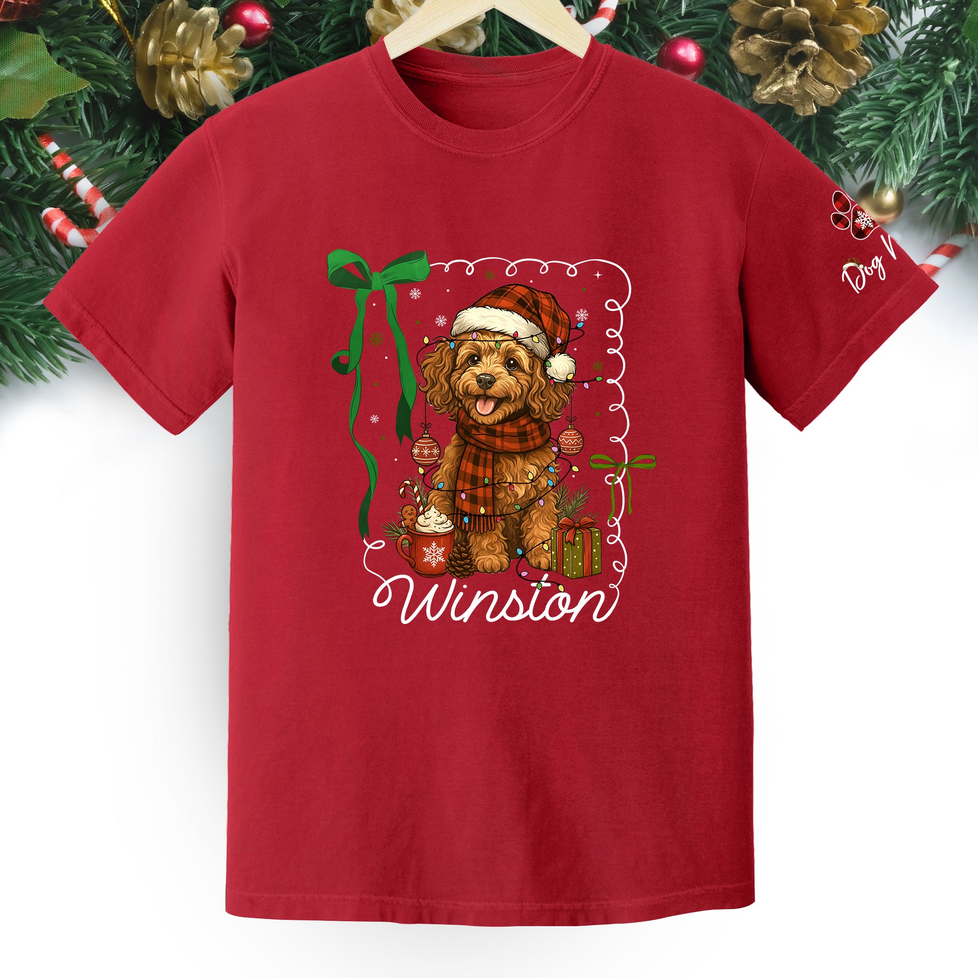 Dog Mom Christmas Shirt – Custom Pet Face T-Shirt, Personalized Holiday Gift Idea
