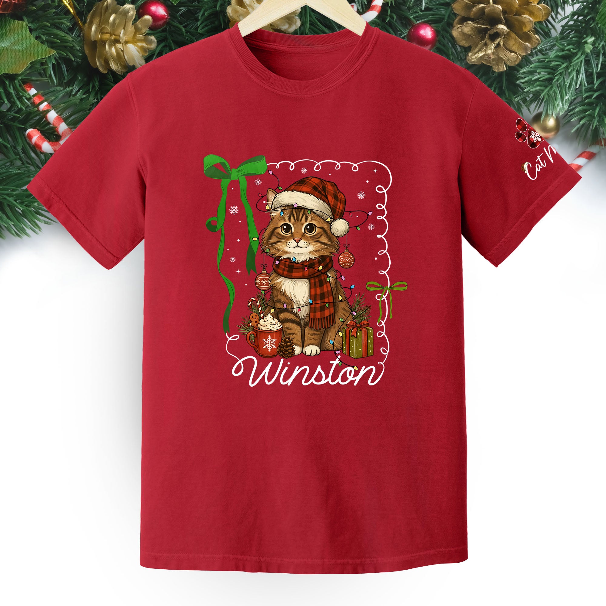Custom Pet Christmas Shirt – Personalized Cat Photo Tee, Funny Holiday Gift for Pet Lovers
