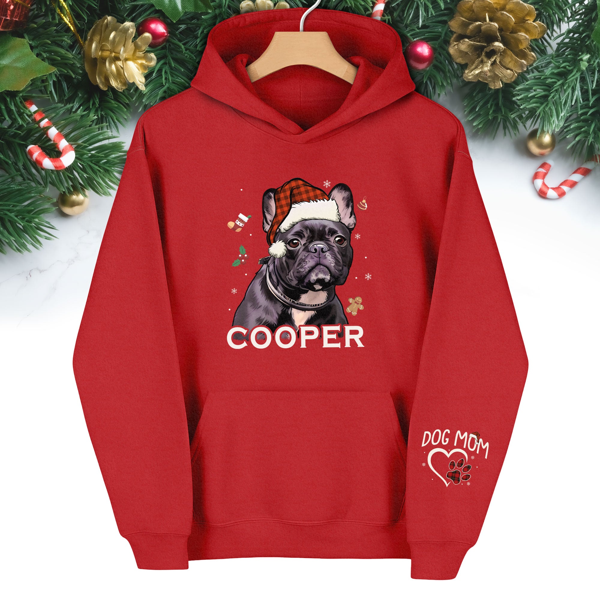 Custom Pet Photo Hoodie – Personalized French Bulldog Art Hoodie, Perfect Dog Mom Gift