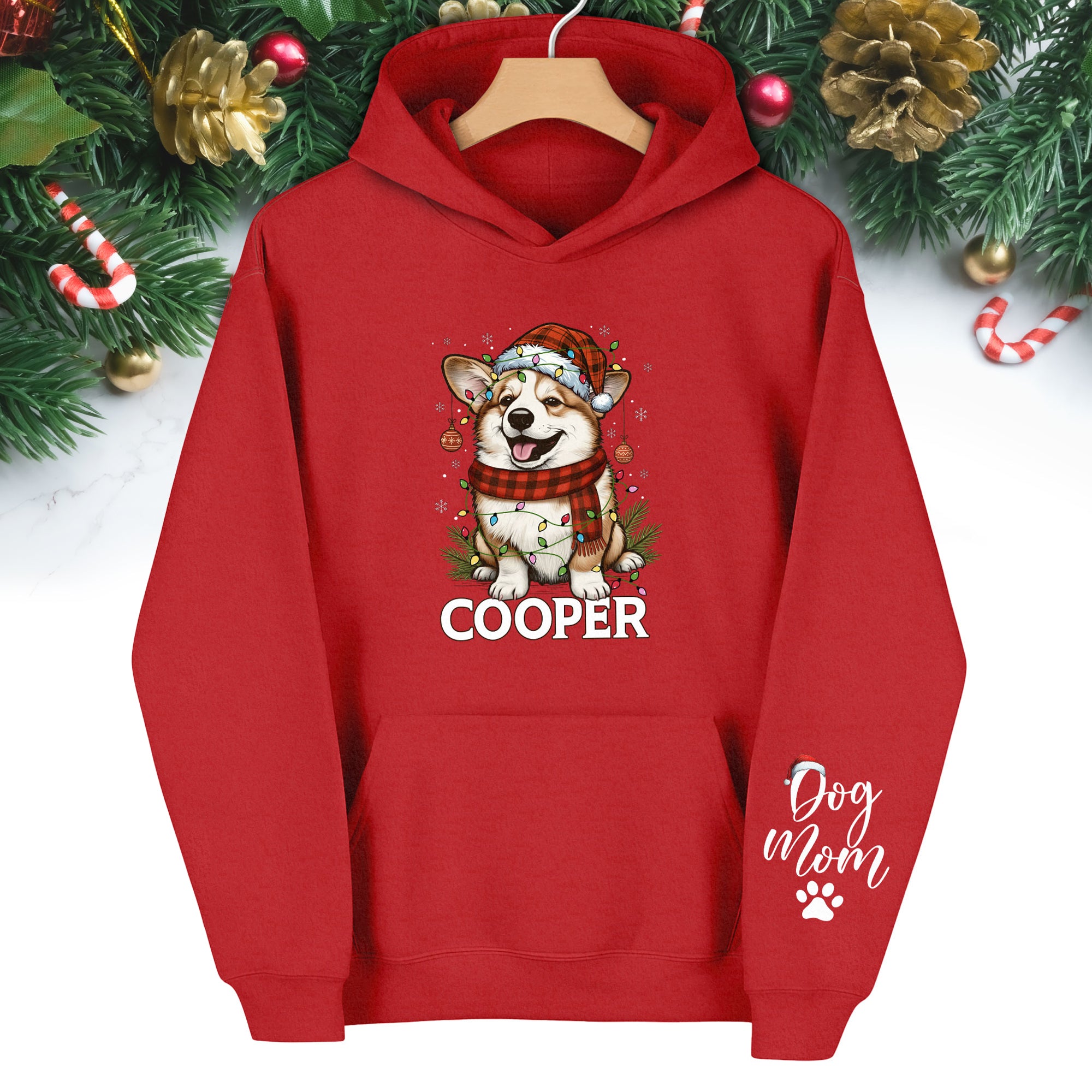 Custom Dog Mom Hoodie – Personalized Pet Photo Christmas Hoodie, Cute Gift for Dog Lovers