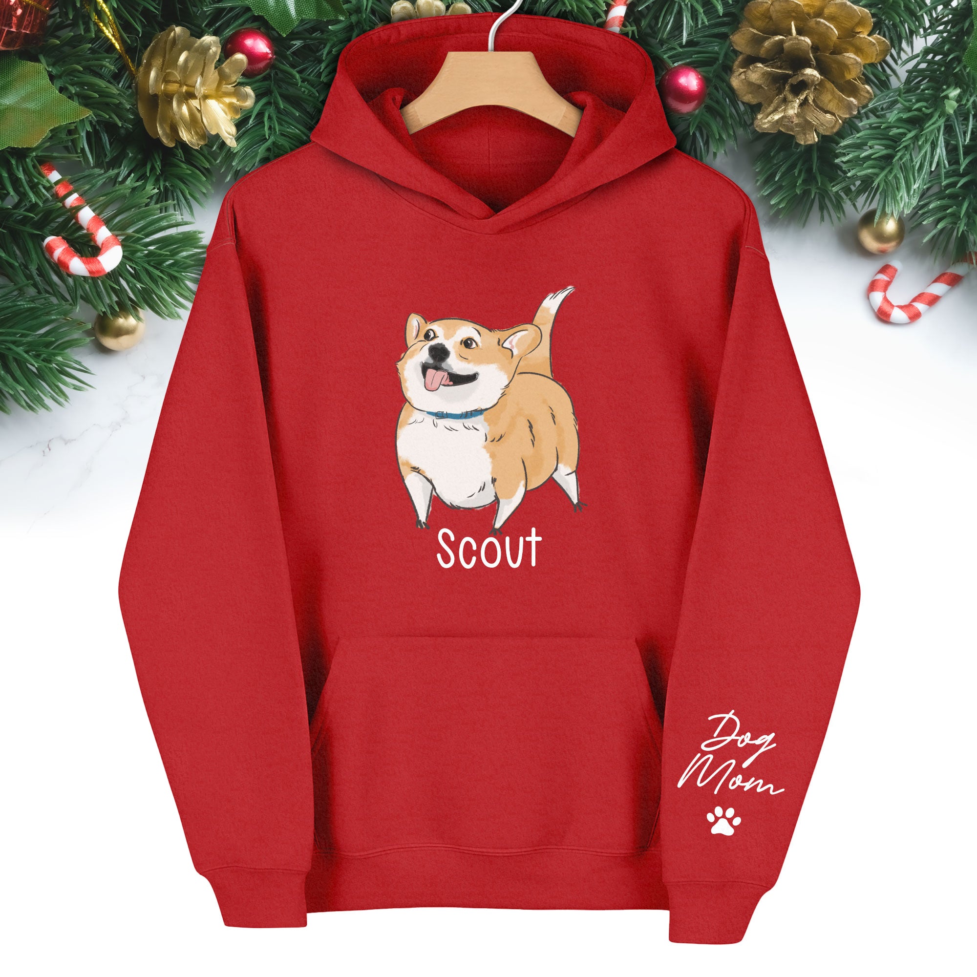Custom Dog Mom Hoodie – Personalized Dog Hoodie with Pet Photo & Name, Cute Gift for Pet Lovers