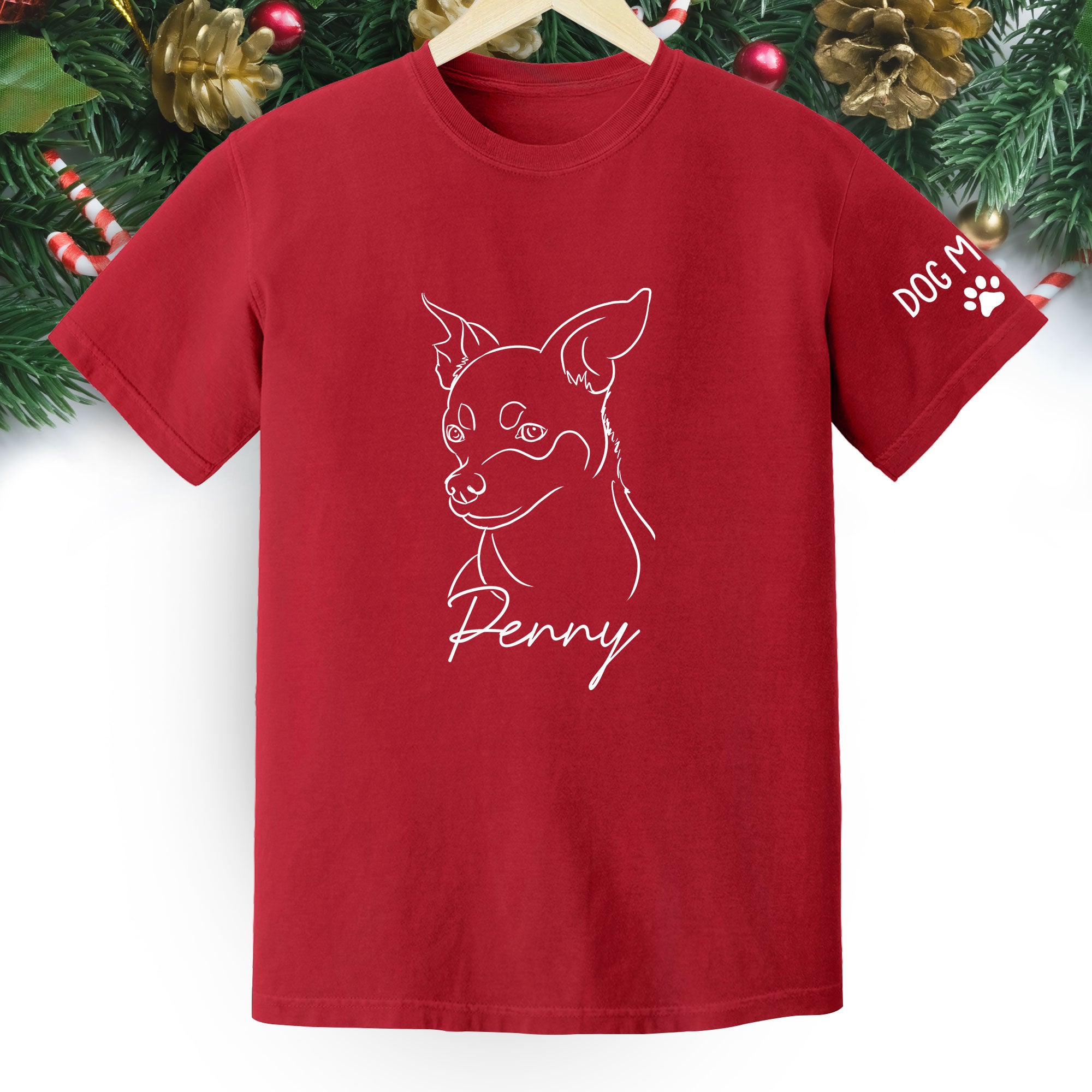 Personalized Dog Mom T-Shirt – Custom Dog Line Art Tee with Pet Name, Unique Gift for Dog Lovers