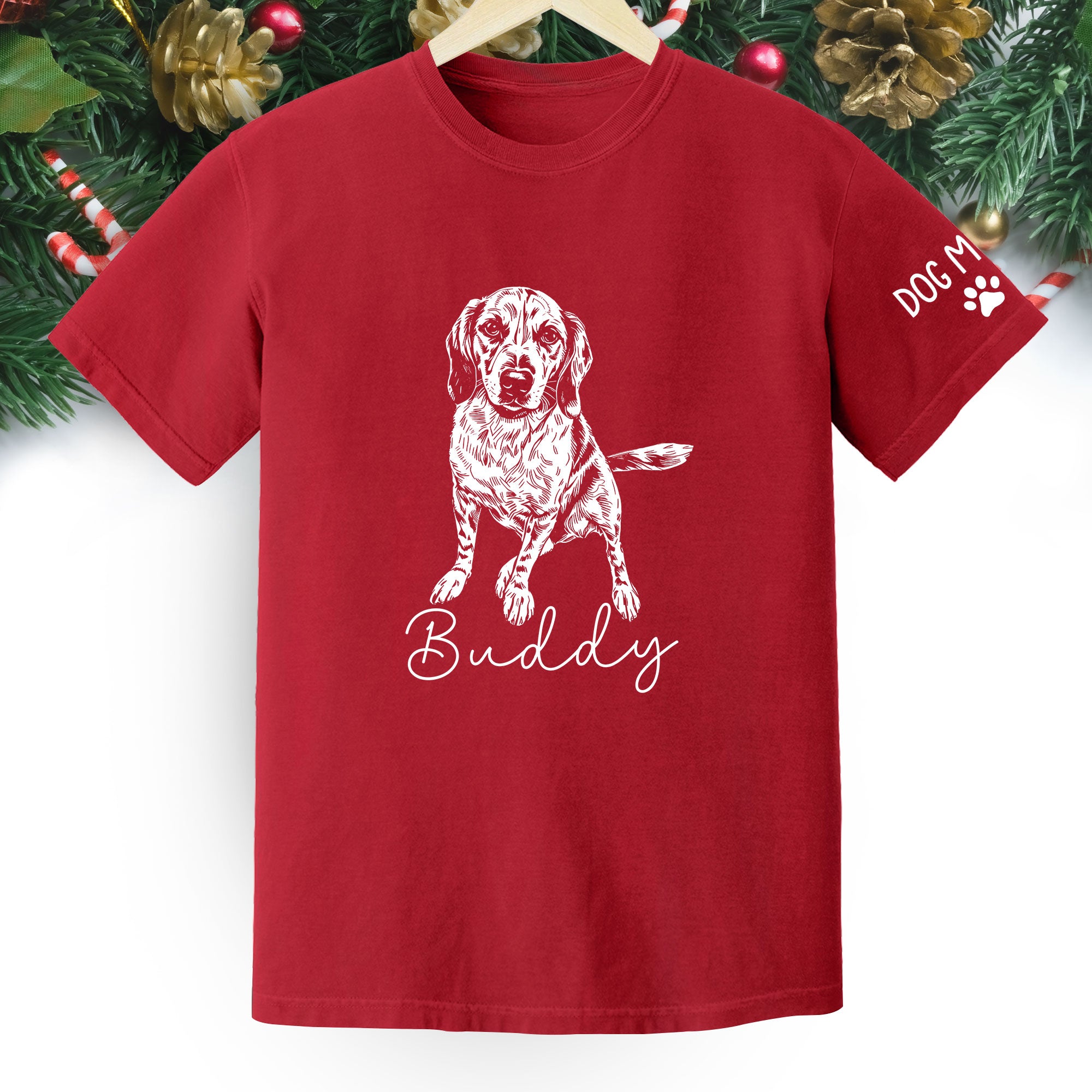 Personalized Dog Mom T-Shirt, Custom Dog Line Art Tee with Pet Name, Unique Gift for Dog Lovers