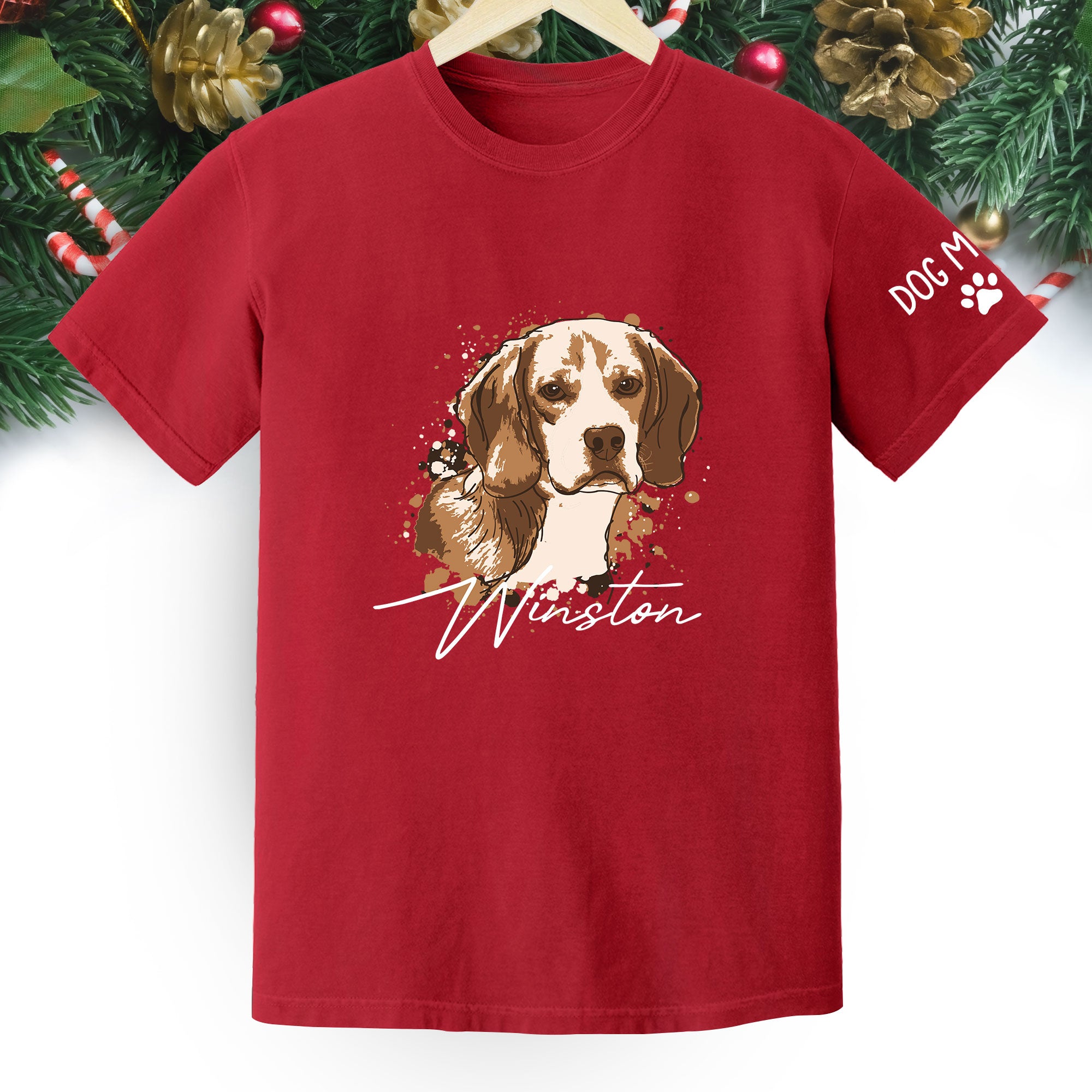 Personalized Dog Mom T-Shirt – Custom Dog Portrait Shirt with Pet Photo & Name, Unique Gift for Pet Lovers