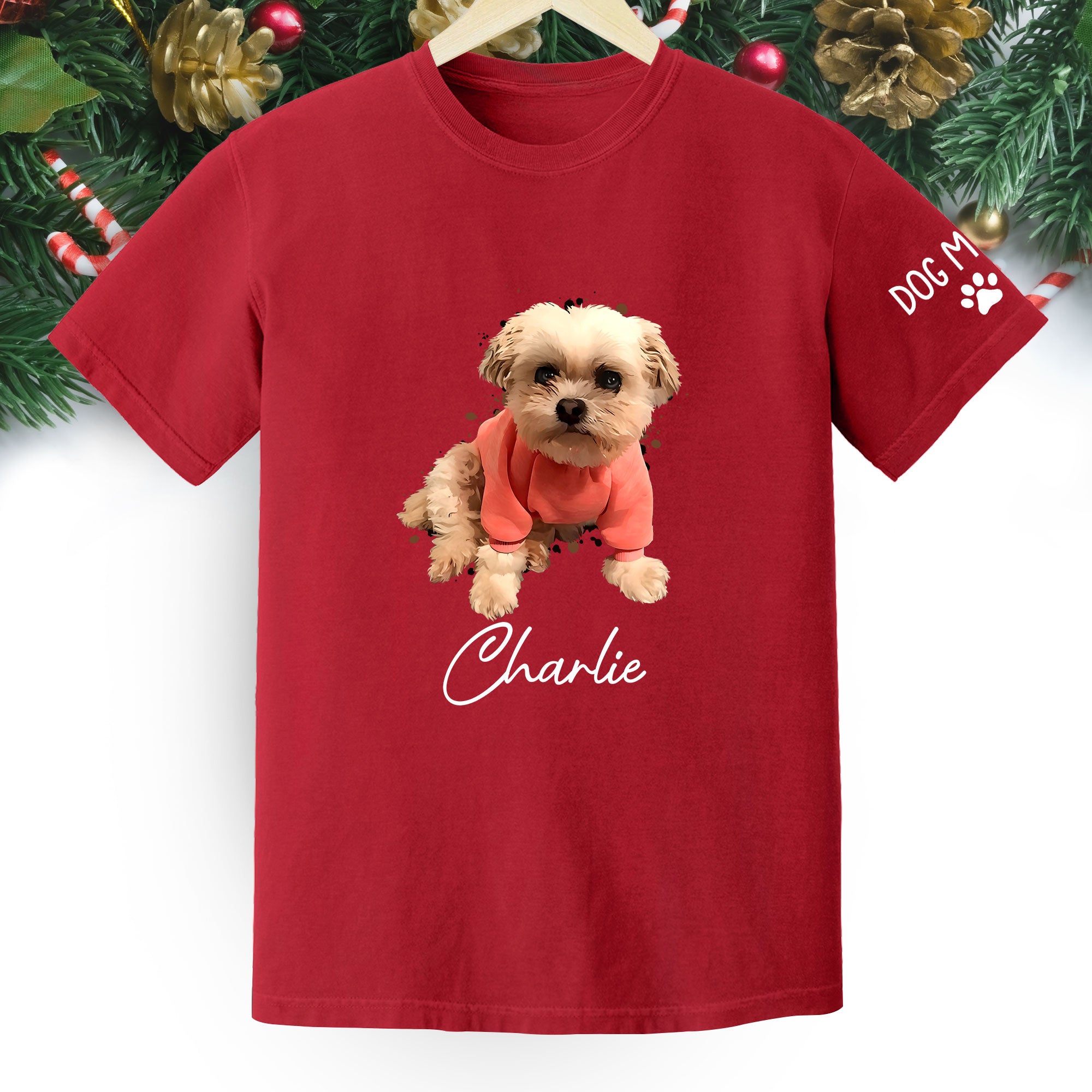 Personalized Dog Mom T-Shirt – Custom Dog Photo Shirt with Pet Name, Cute Gift for Pet Lovers