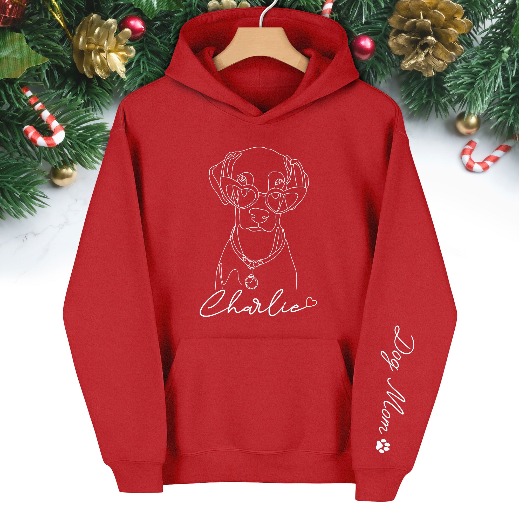 Custom Line Art Dog Hoodie – Personalized Pet Drawing & Name Gift for Pet Owners