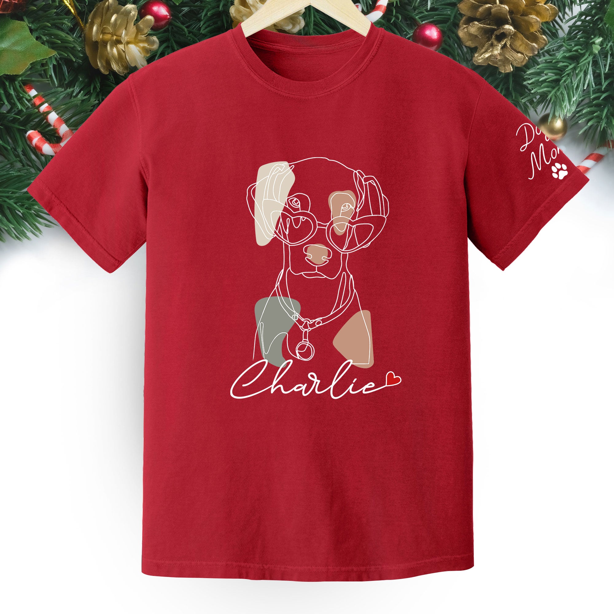 Christmas Dog Mom T-Shirt – Personalized Pet Photo Shirt, Custom Holiday Gift for Women