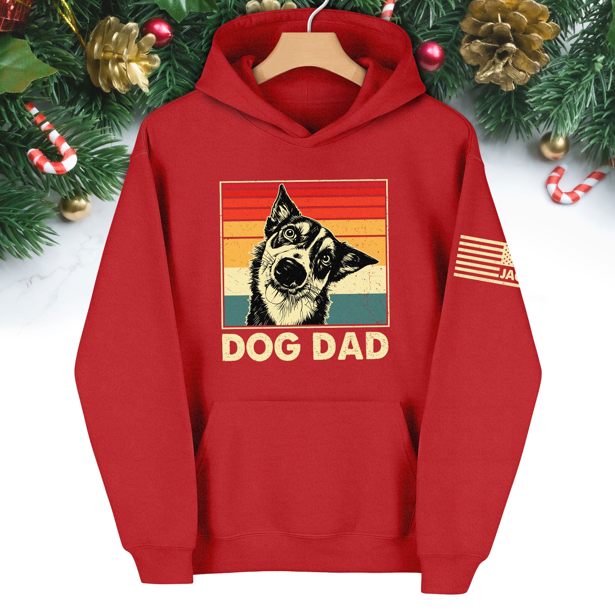 Custom Dog Dad Hoodie – Personalized Pet Photo Retro Hoodie, Gift for Dog Lovers