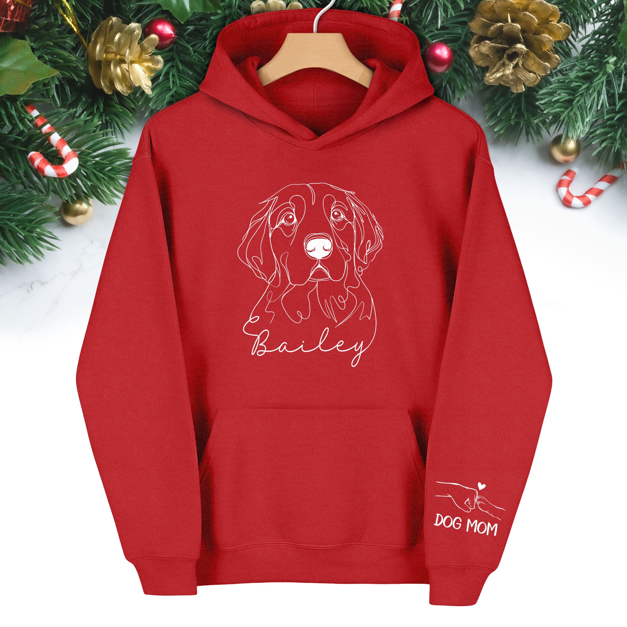 Personalized Pet Line Art Hoodie – Custom Dog or Cat Drawing with Name | Dog Mom Gift