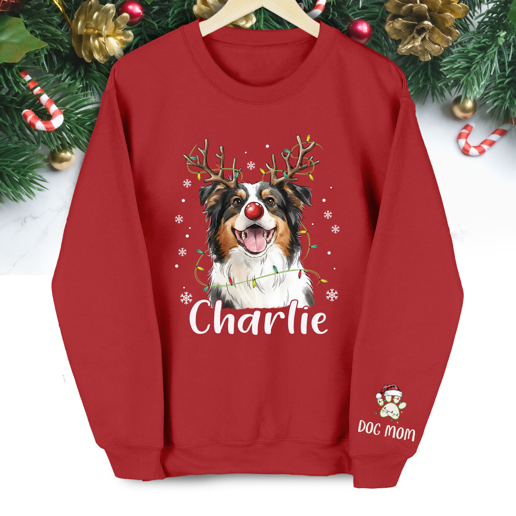 Personalized Dog Mom Sweatshirt with Custom Pet Face – Cozy Gift for Pet Owners