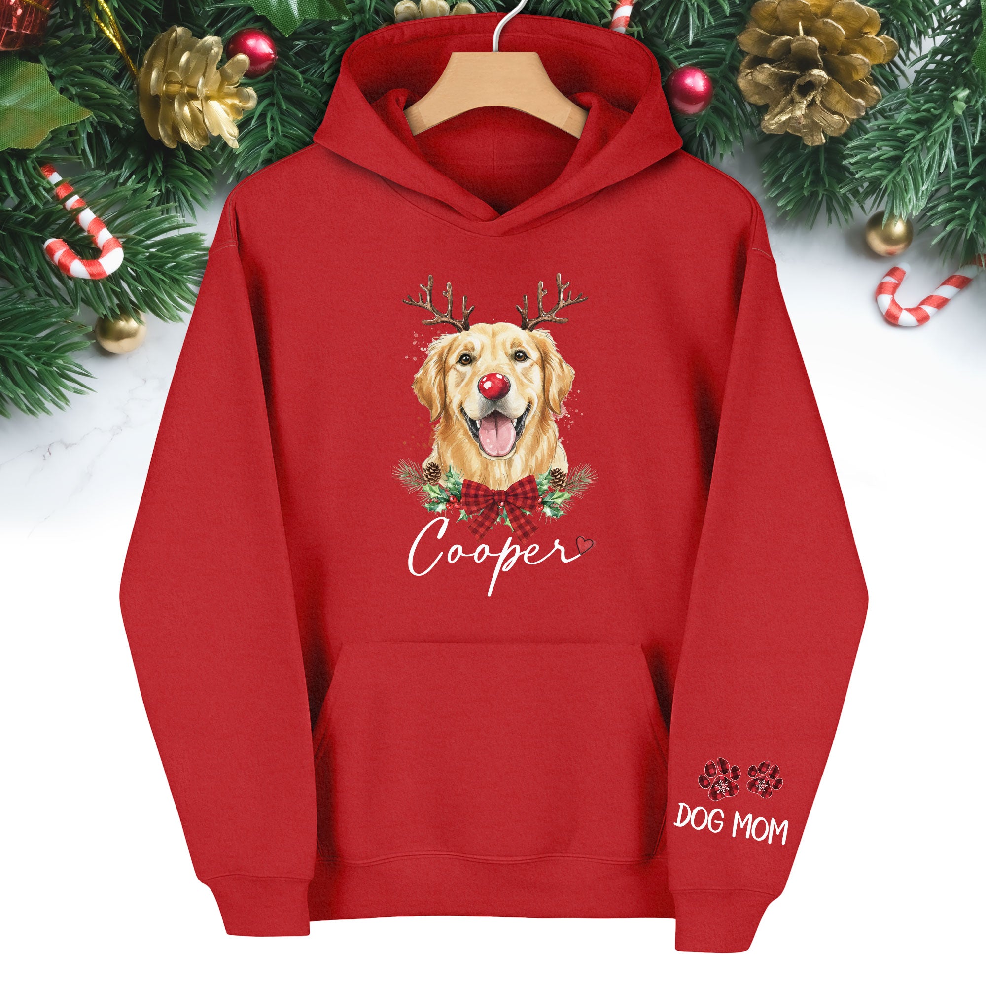 Dog Mom Christmas Hoodie – Cozy Holiday Sweatshirt for Pet Lovers