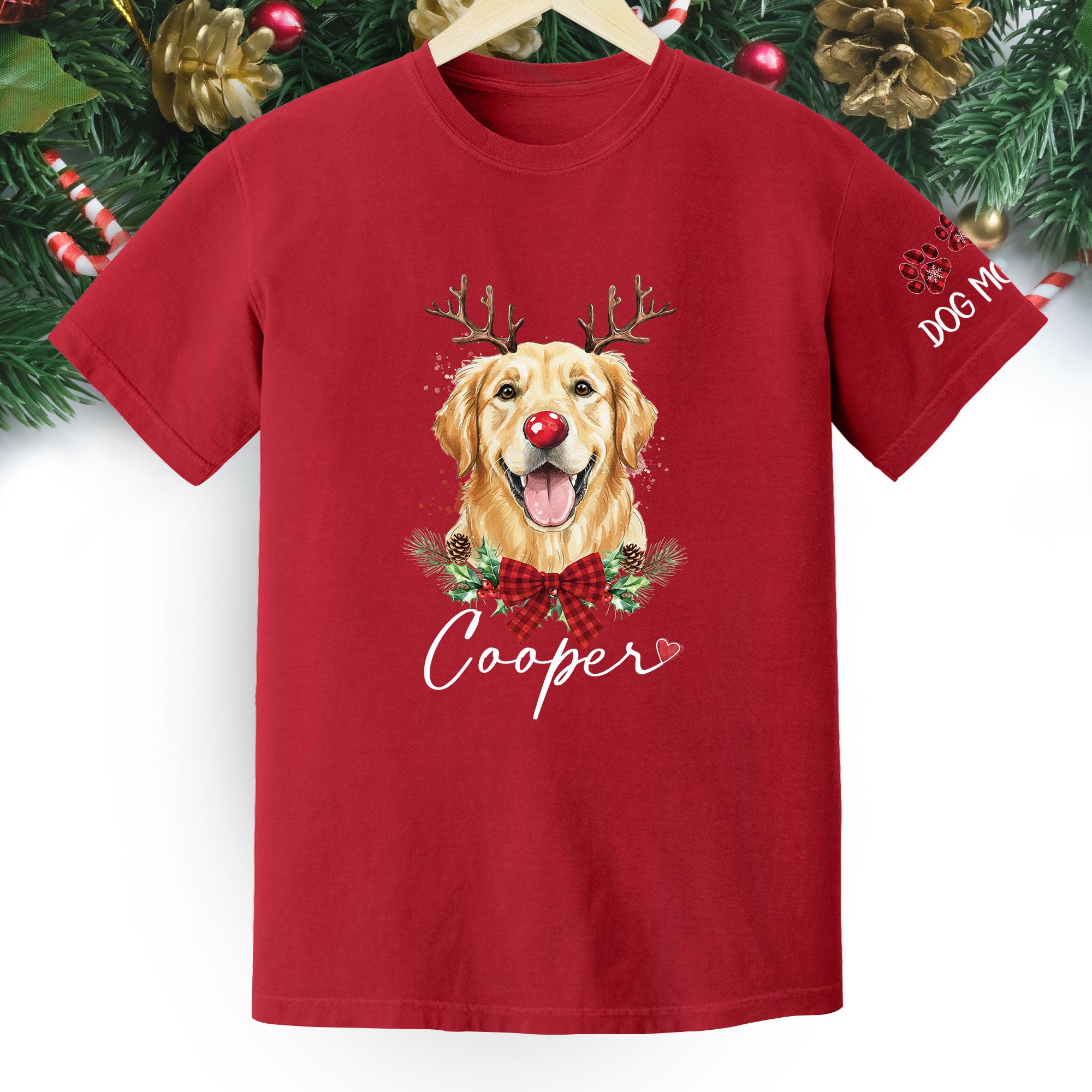 Dog Mom Christmas T-Shirt – Cute Personalized Holiday Tee for Pet Lovers