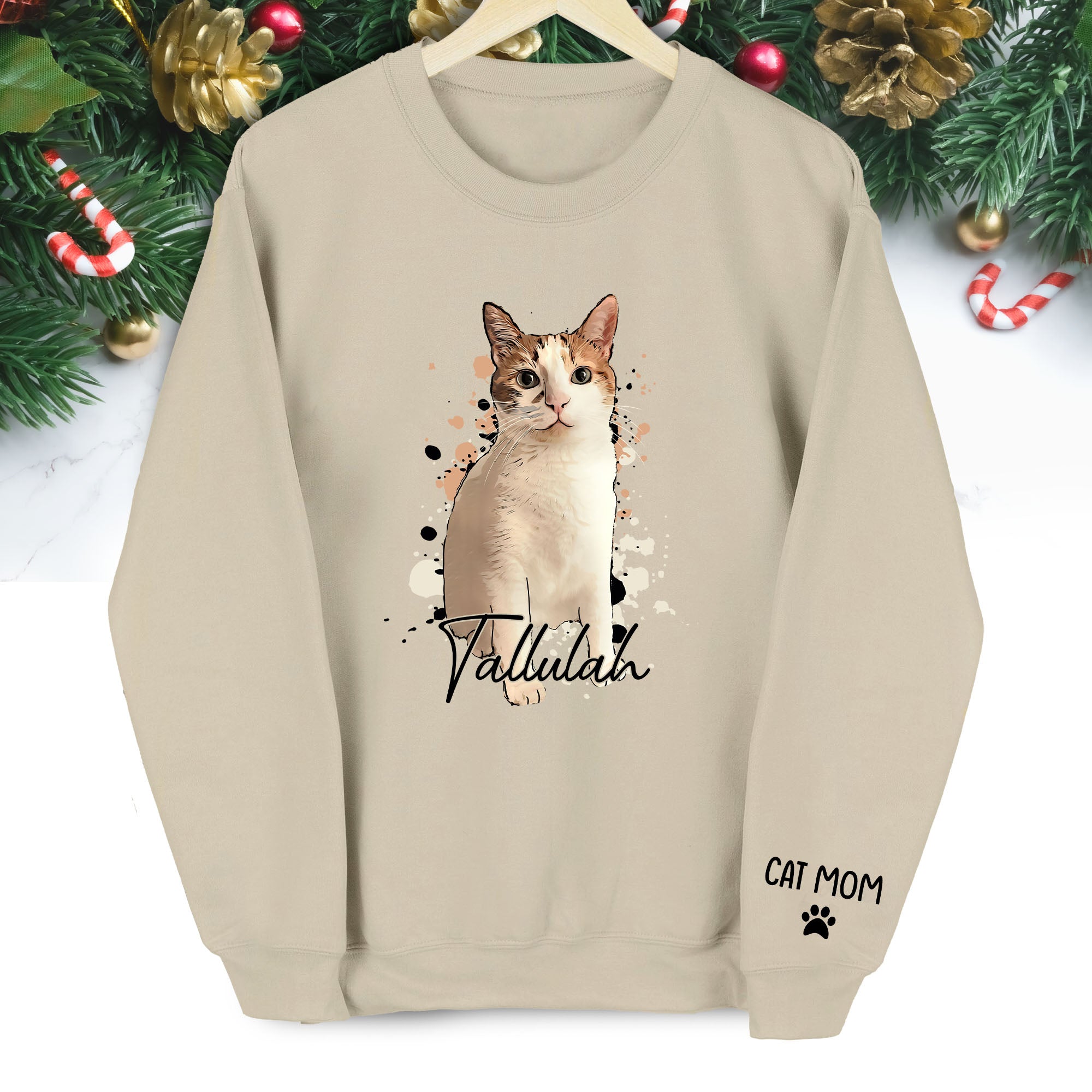 Personalized Cat Mom Sweatshirt – Custom Photo Sweatshirt for Women Cat Lovers