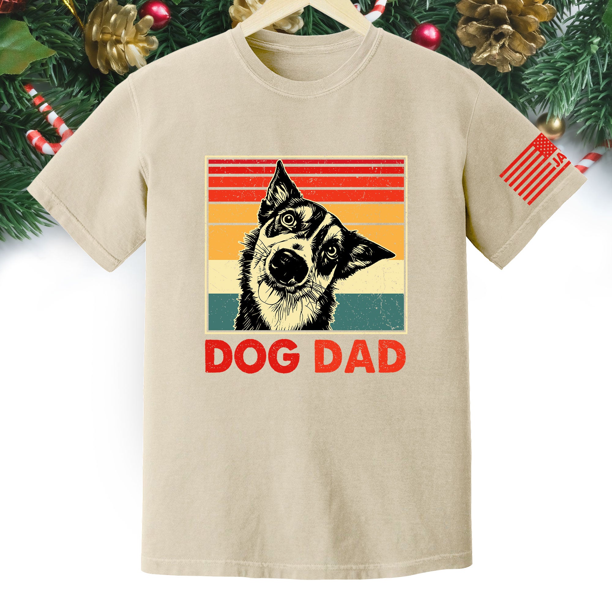 Custom Dog Dad T-Shirt – Personalized Pet Portrait Vintage Tee, Unique Gift for Dog Lovers