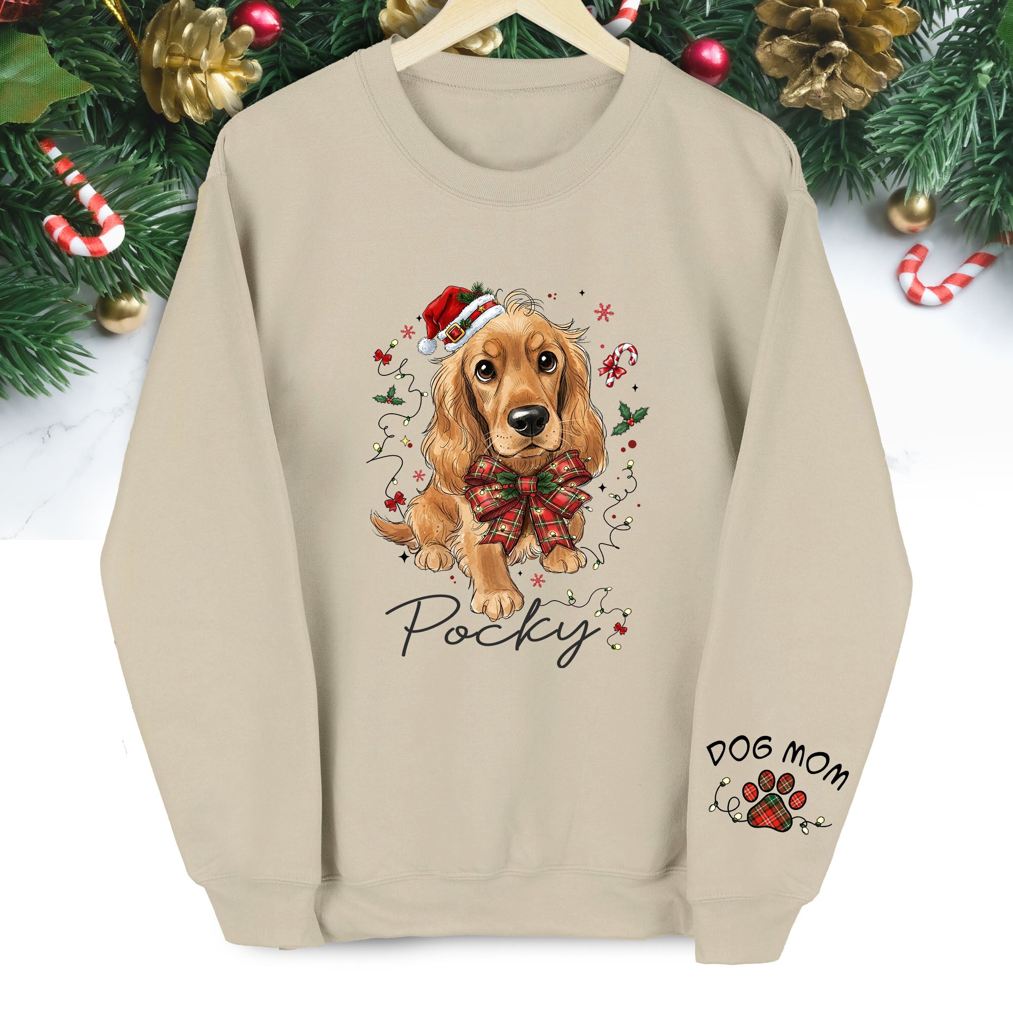 Dog Mom Christmas Sweatshirt – Custom Pet Lover Gift