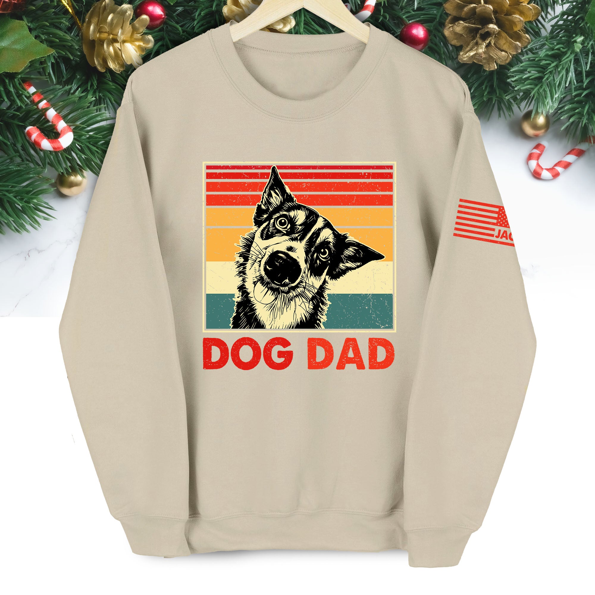 Personalized Dog Dad Sweatshirt – Custom Retro Dog Art, Perfect Gift for Dog Lovers