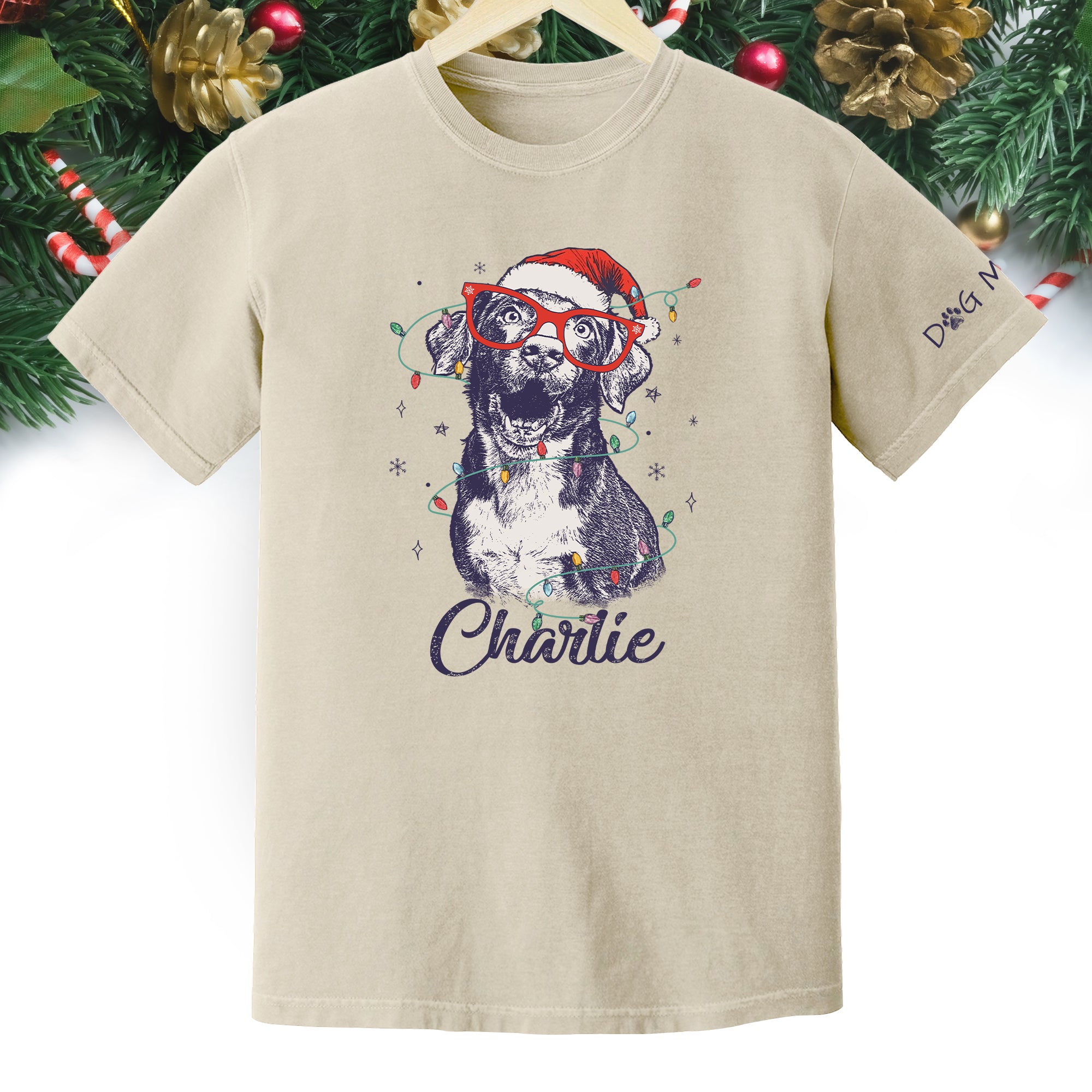 Personalized Dog Christmas Shirt – Custom Pet Photo Tee, Holiday Gift for Dog Mom