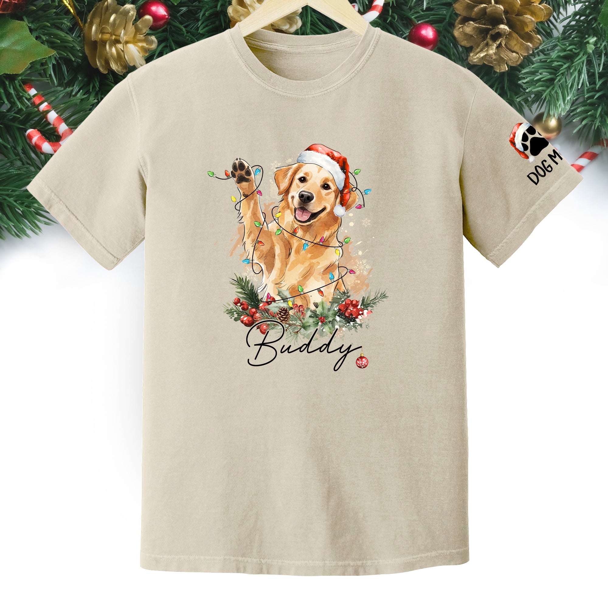 Custom Pet Photo T-Shirt – Personalized Dog Christmas Tee, Funny Gift for Dog Lovers