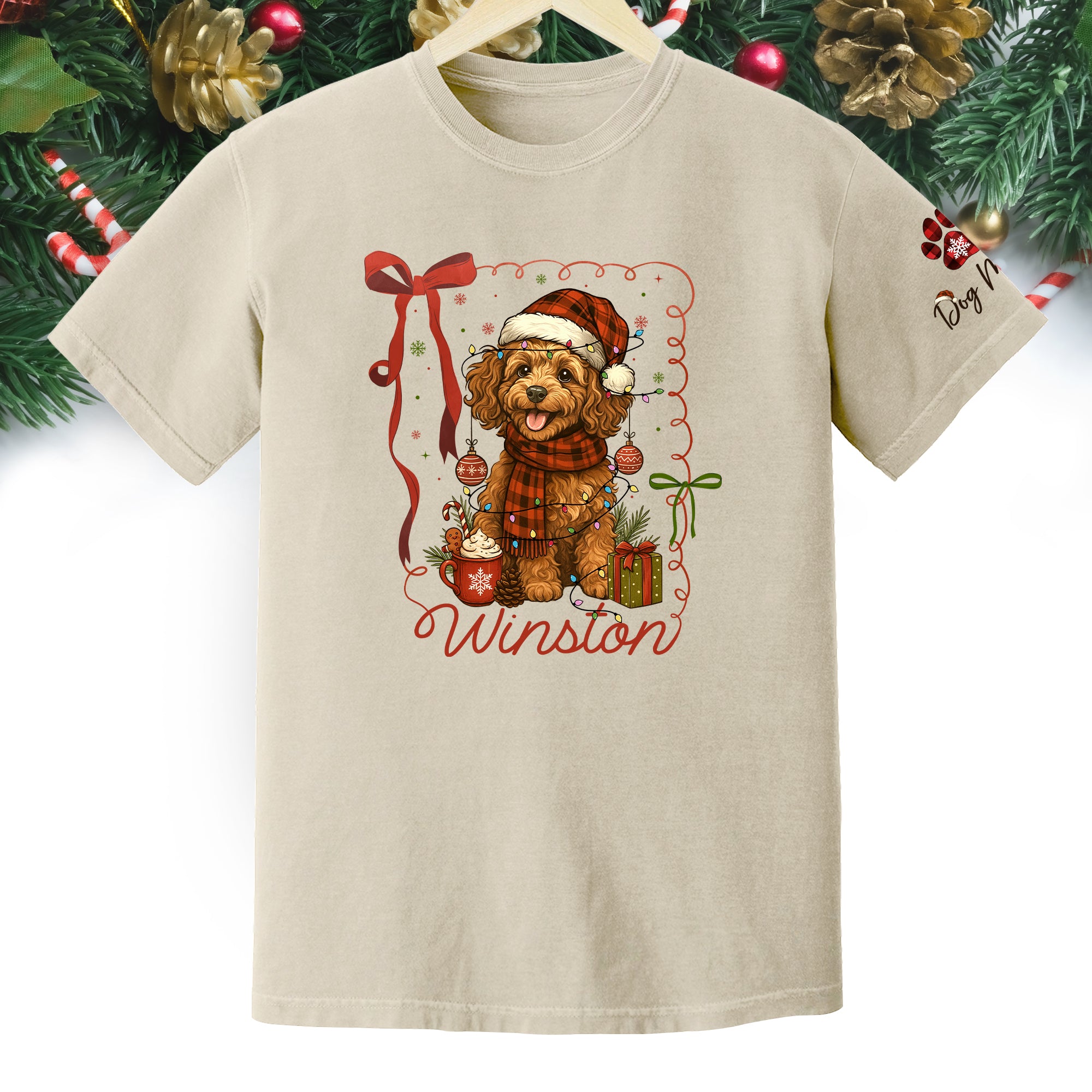 Dog Mom Christmas Shirt – Custom Pet Face T-Shirt, Personalized Holiday Gift Idea