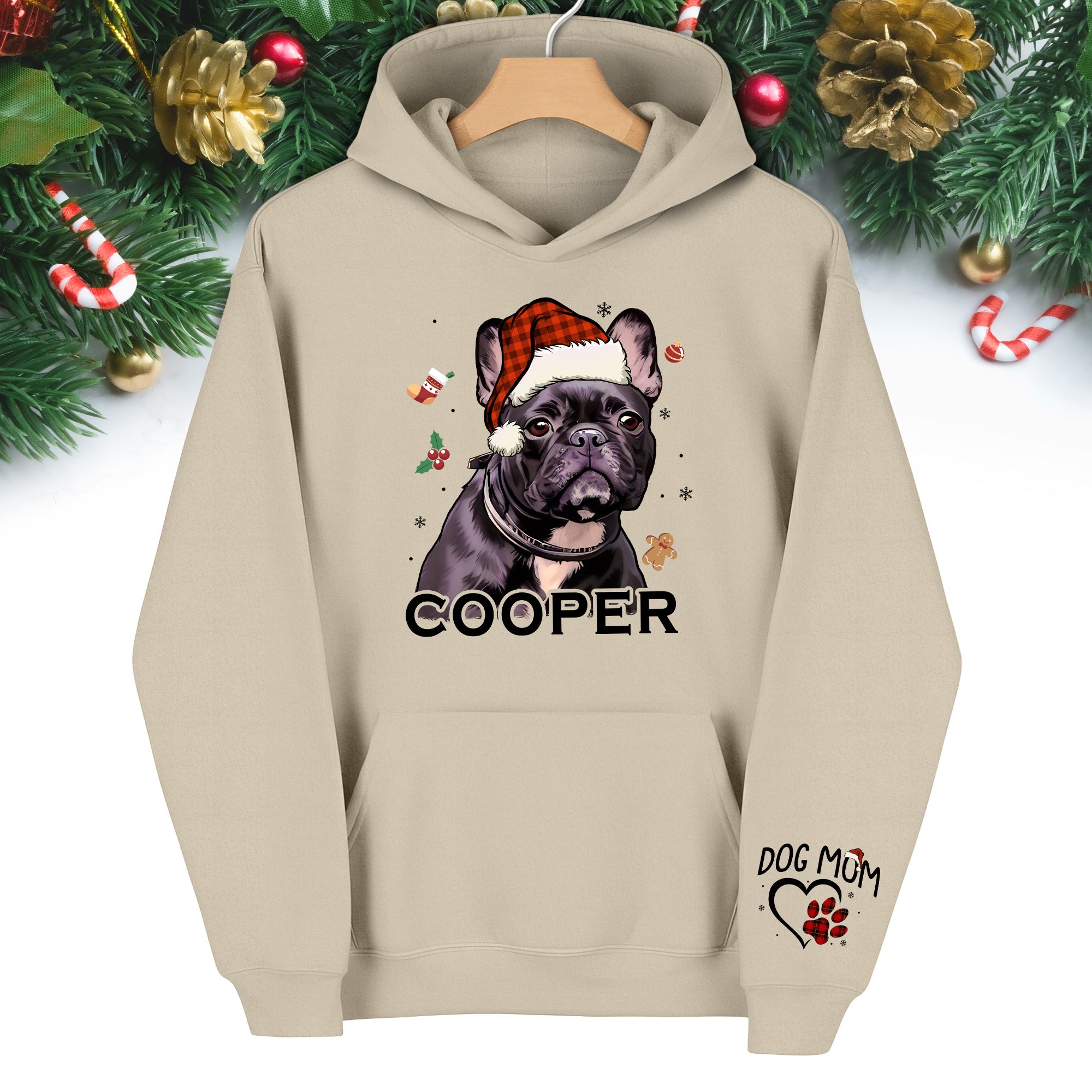 Custom Pet Photo Hoodie – Personalized French Bulldog Art Hoodie, Perfect Dog Mom Gift
